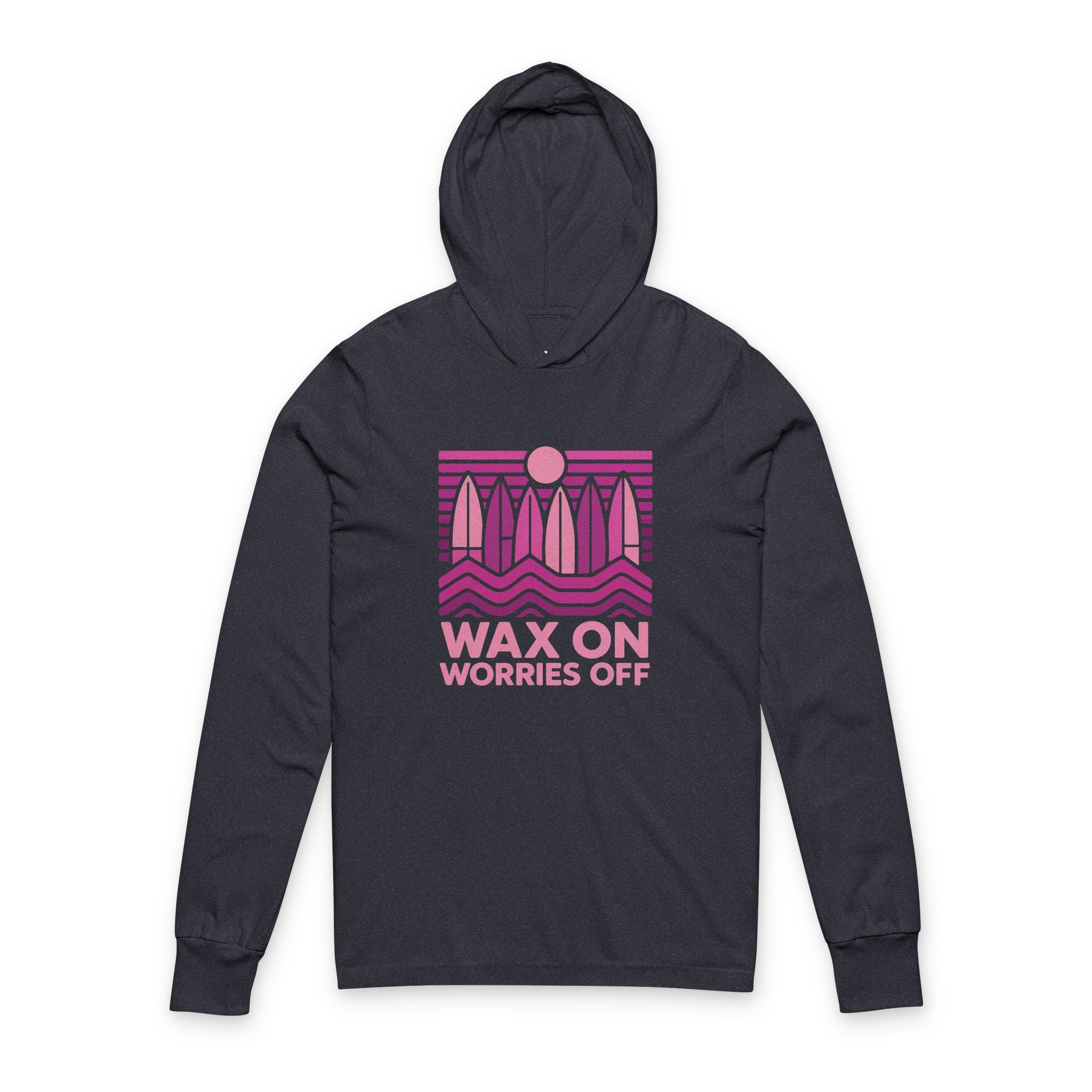 Boards Up 'Wax On' Long Sleeve Hooded Tee - Hot Summer Pink