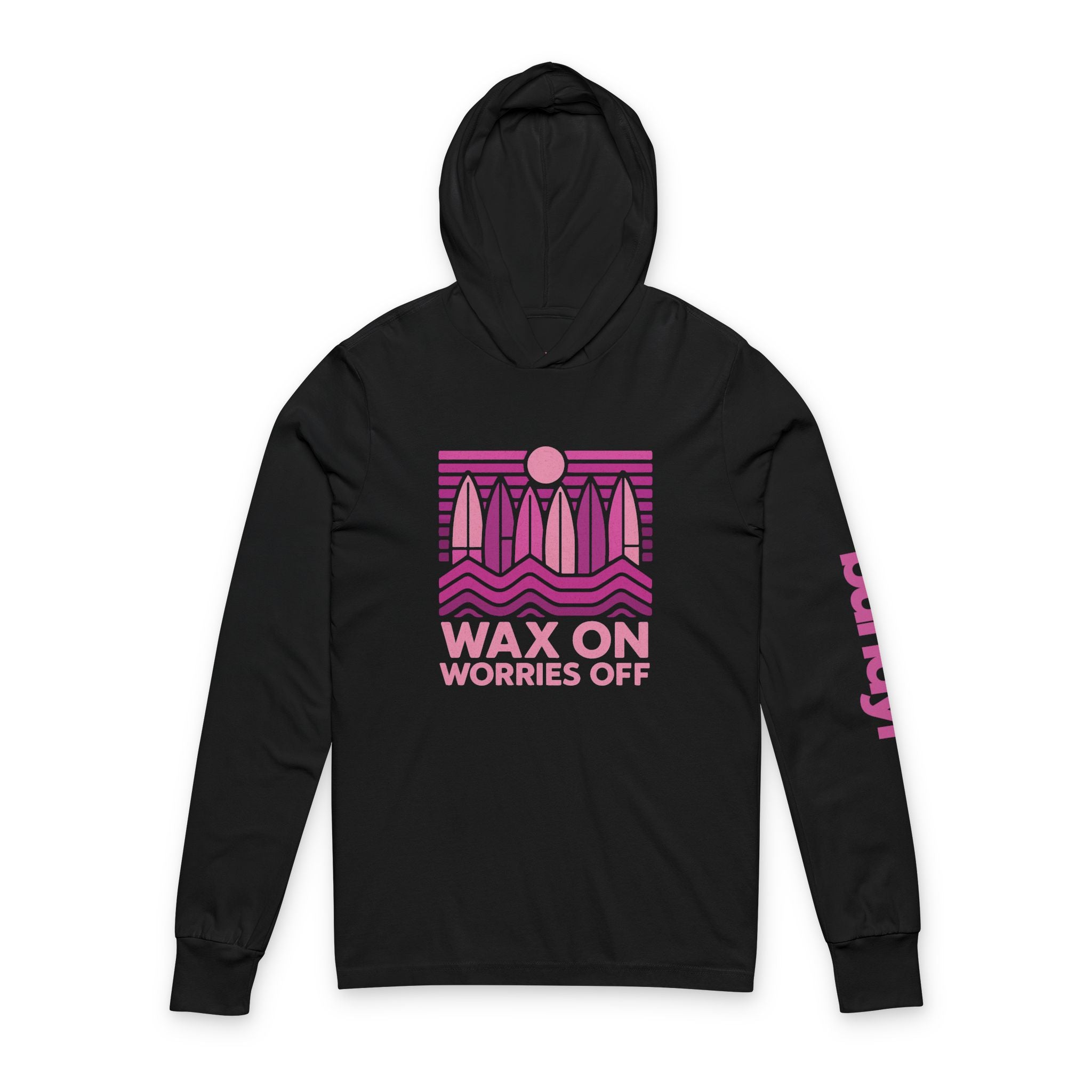 Boards Up 'Wax On' Long Sleeve Hooded Tee - Hot Summer Pink