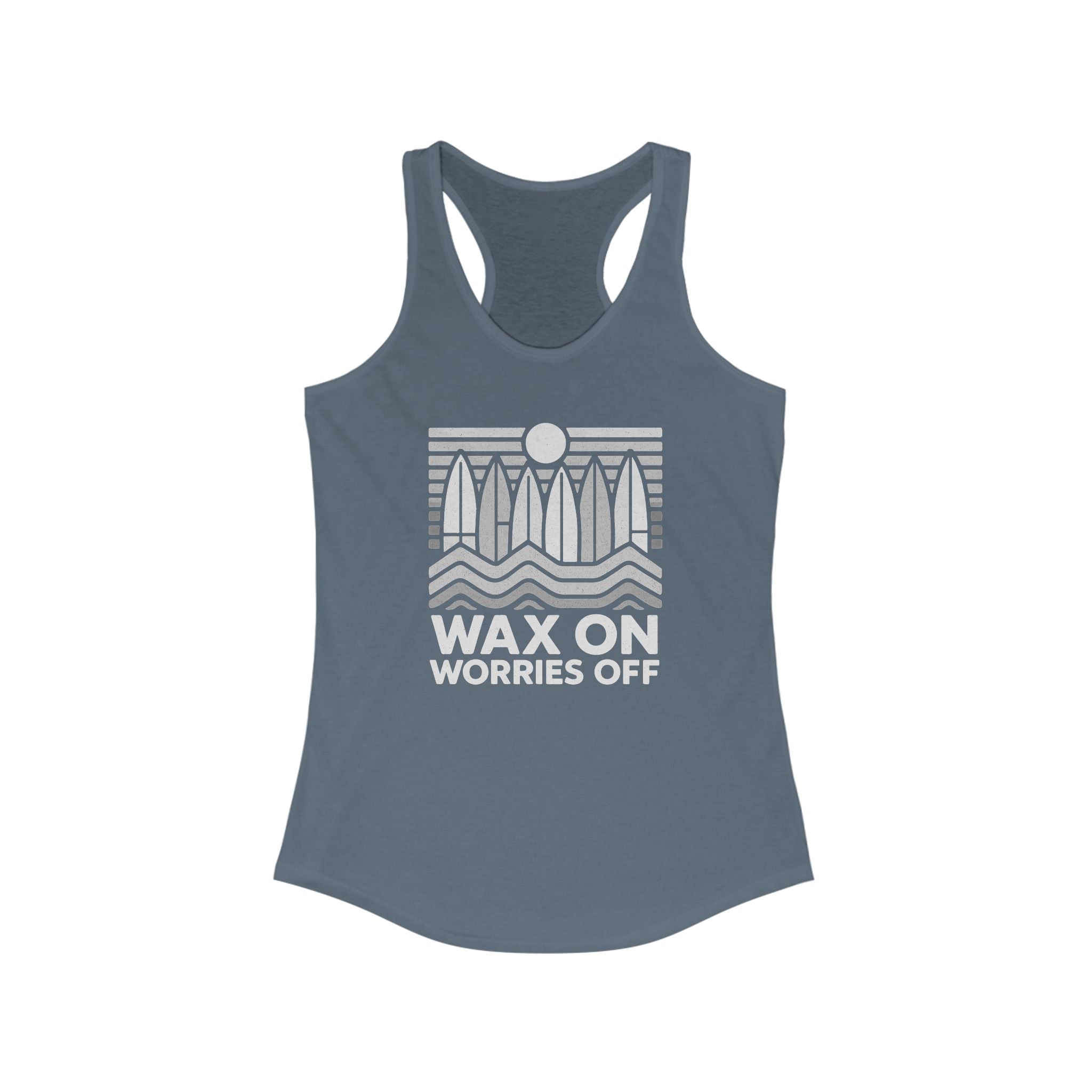 Boards Up 'Wax On' Racerback Tank - Wave White