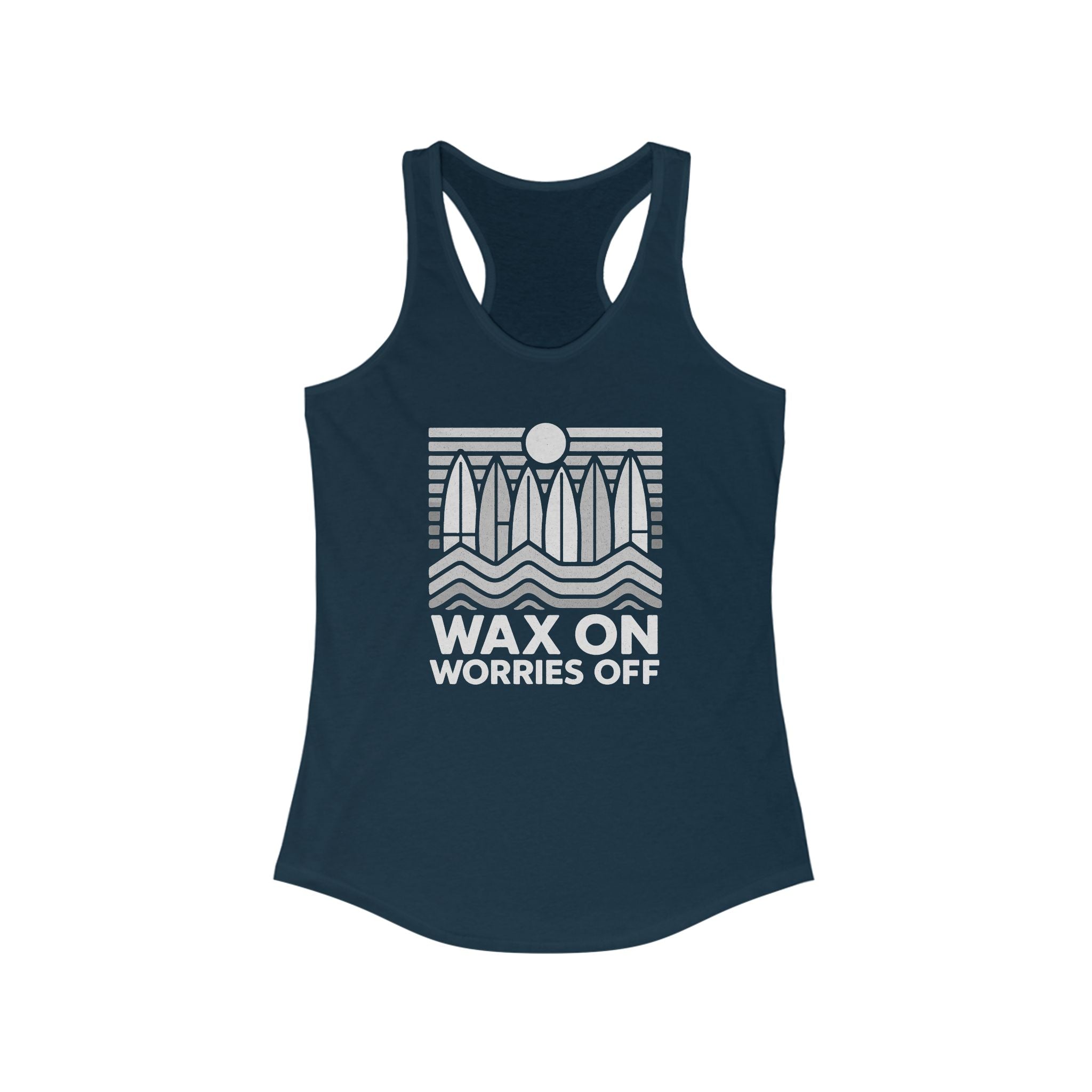 Boards Up 'Wax On' Racerback Tank - Wave White
