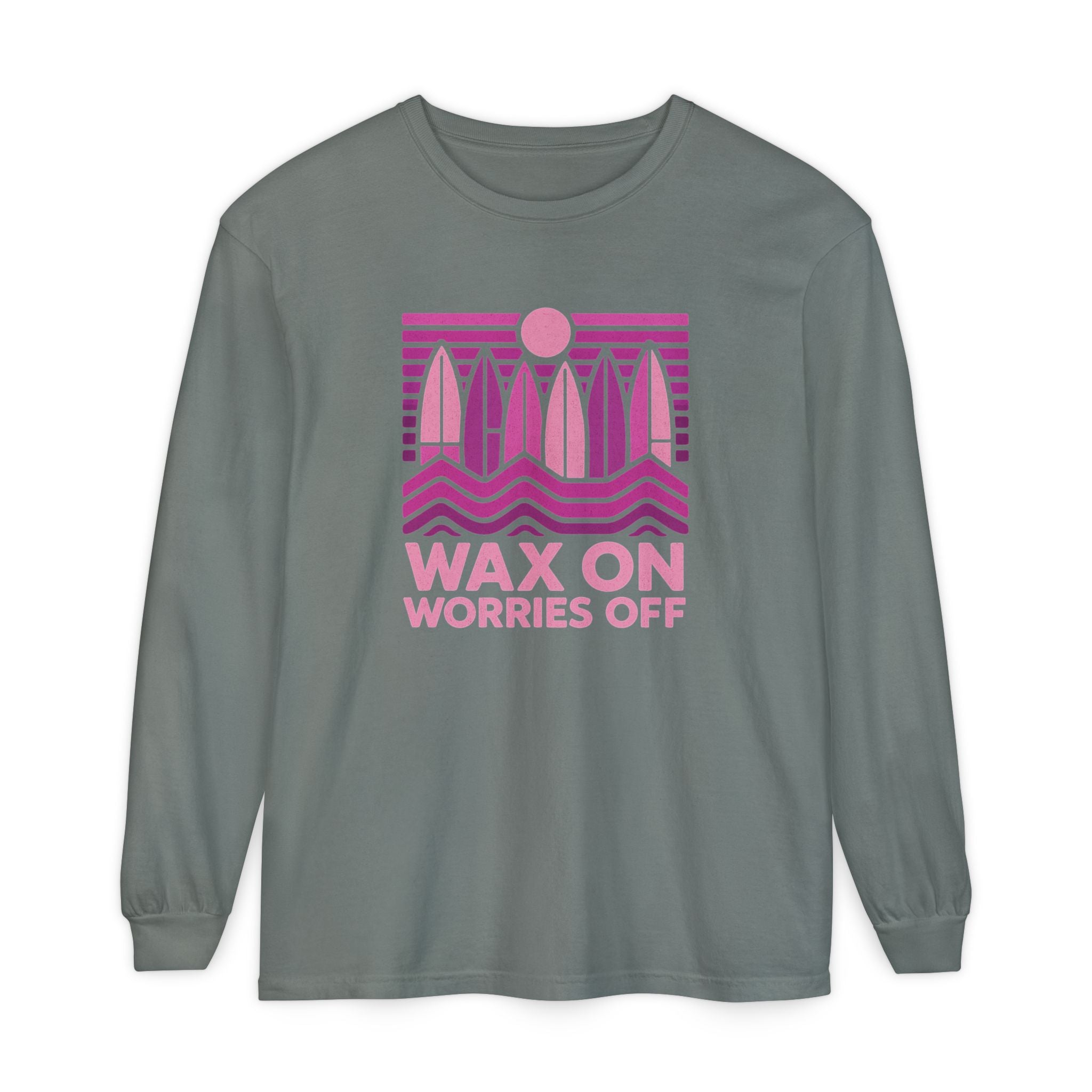 Boards Up 'Wax On' Long Sleeve Tee - Hot Summer Pink