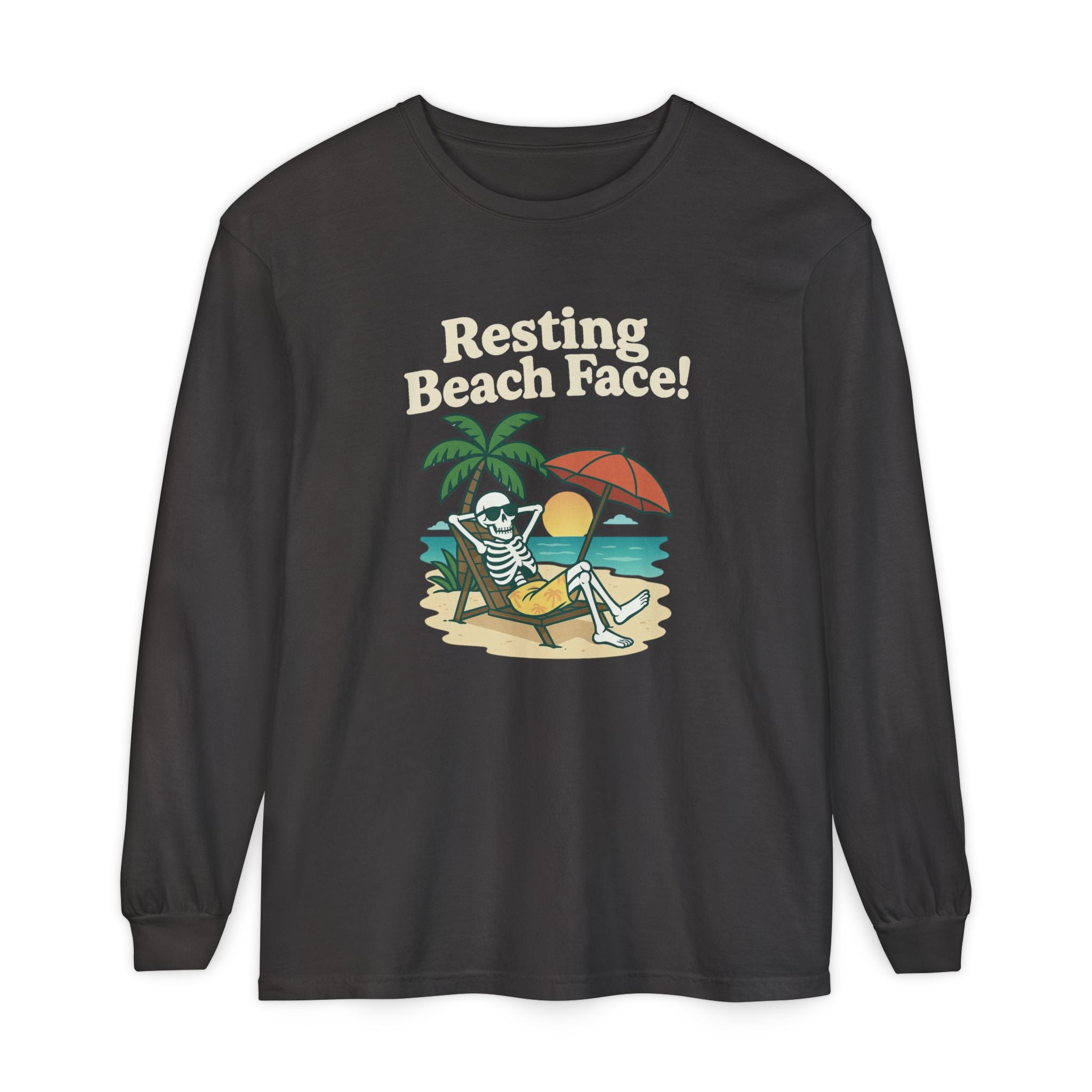 Skully 'Resting Beach Face' Long Sleeve Tee - Bold Front
