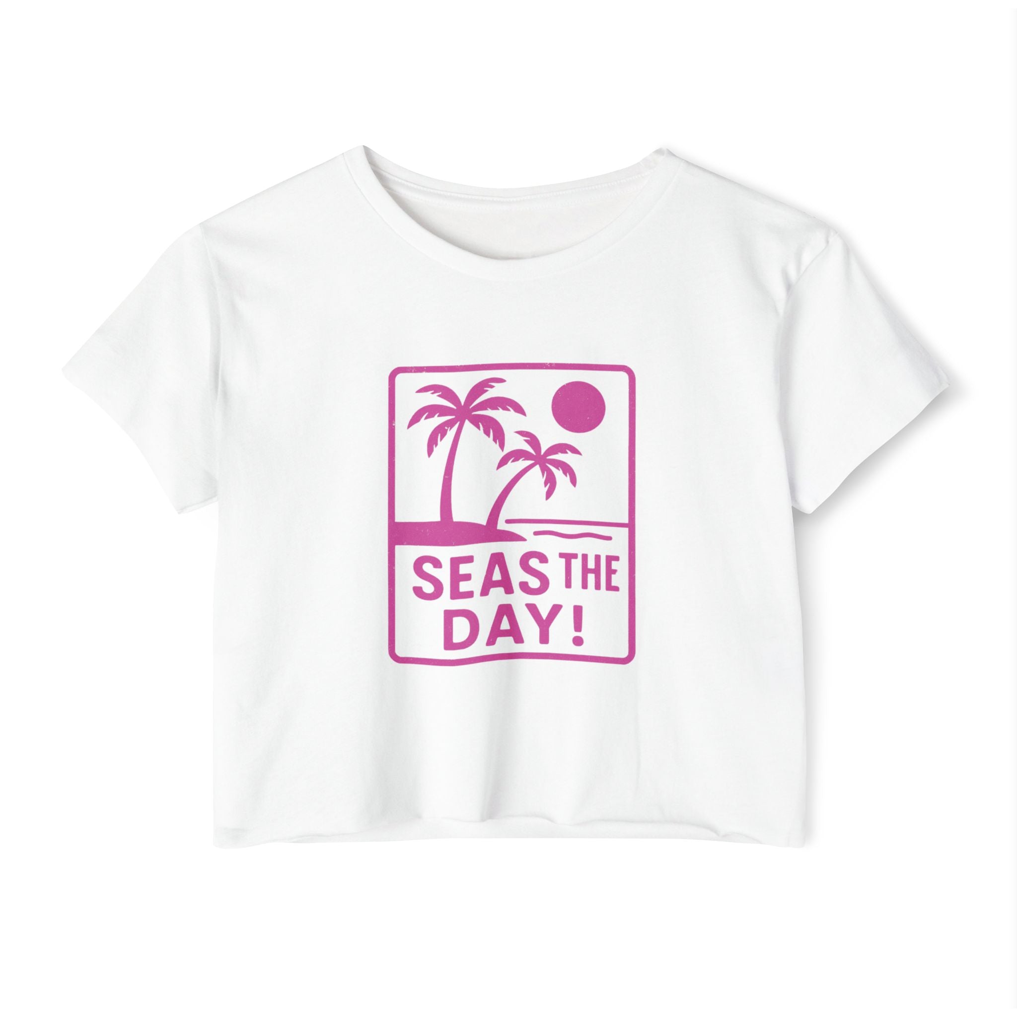 Tropic Beach 'Seas the Day' Festival Crop Top - Hot Summer Pink