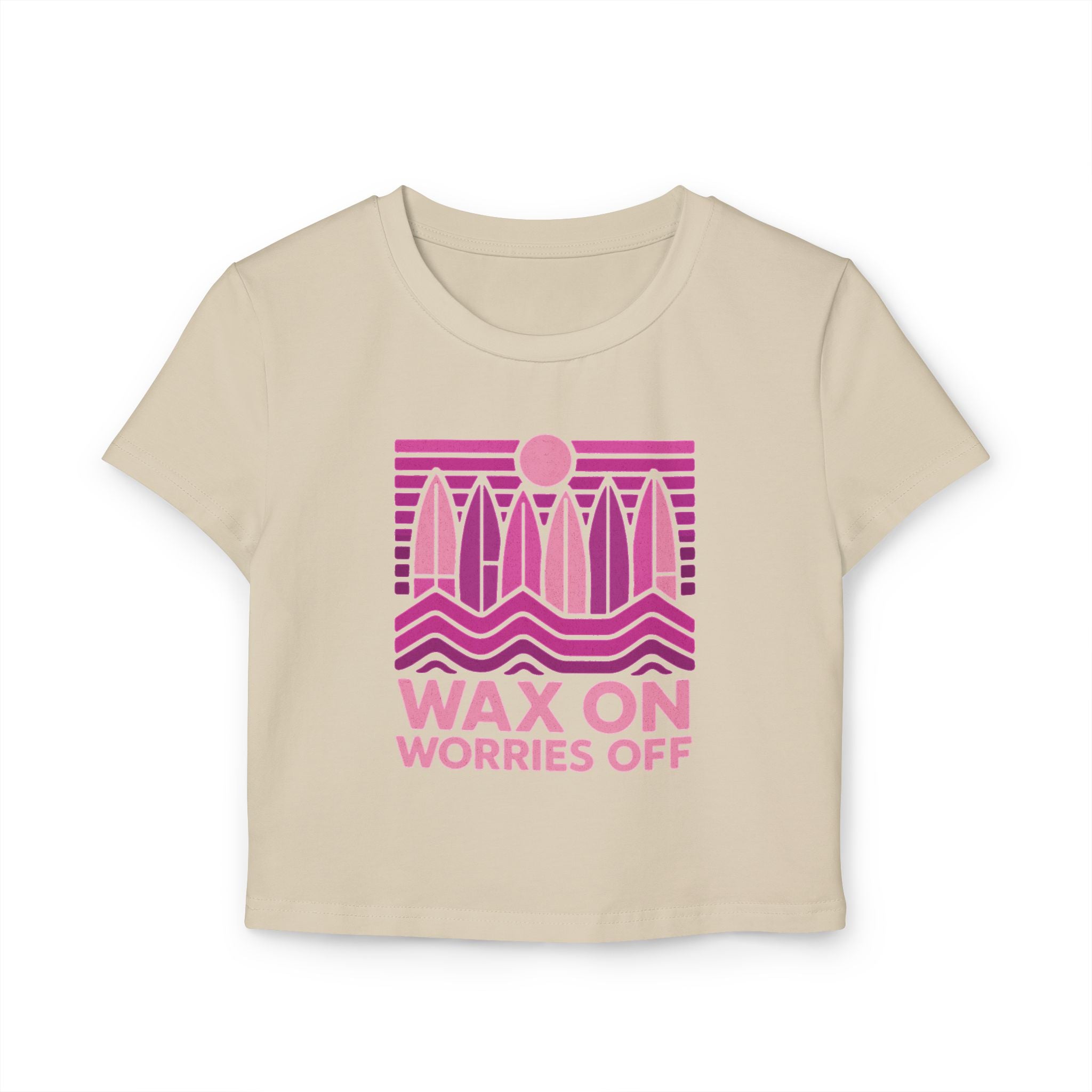 Boards Up 'Wax On' Cropped Fitted Tee - Hot Summer Pink