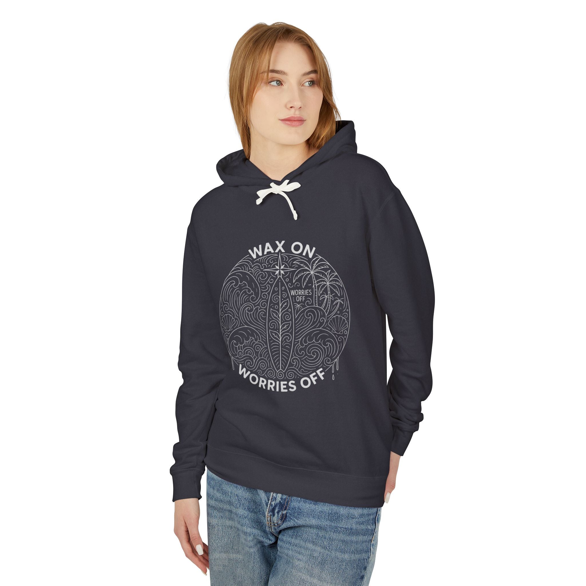 Vintage 'Wax On' Hoodie - Pencil White - Bold Front