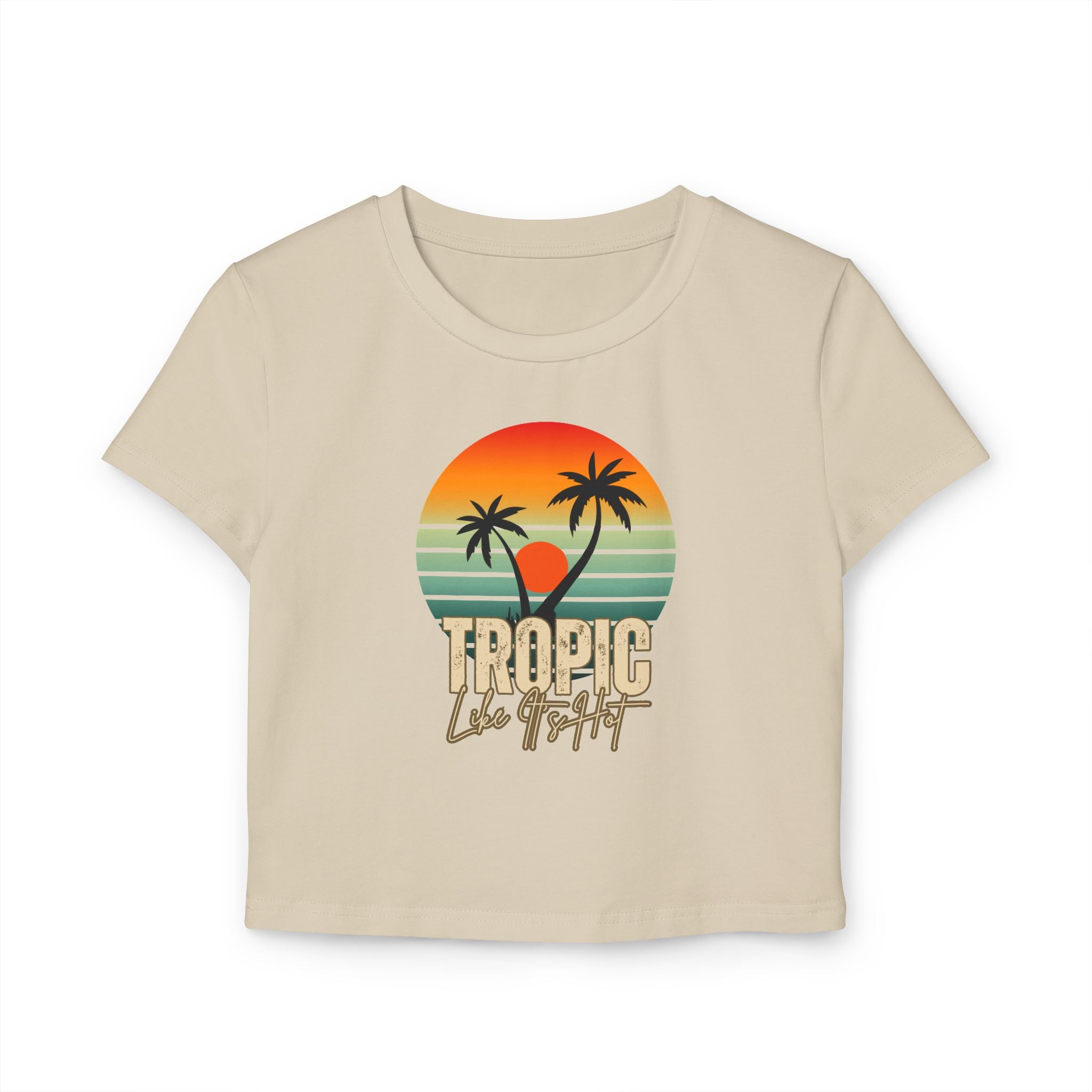 'Tropic Like It's Hot' Sunset Cropped Fitted Tee