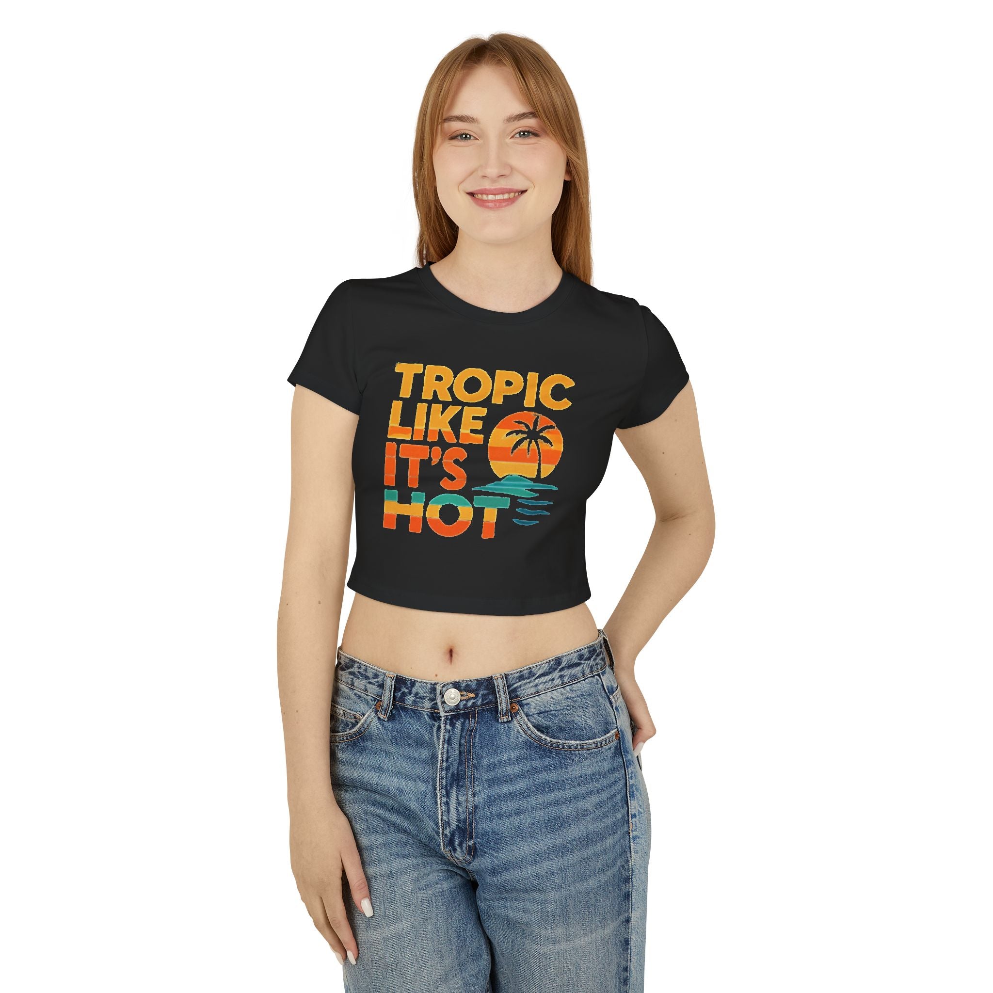 Big & Bold 'Tropic Like It's Hot' Cropped Fitted Tee