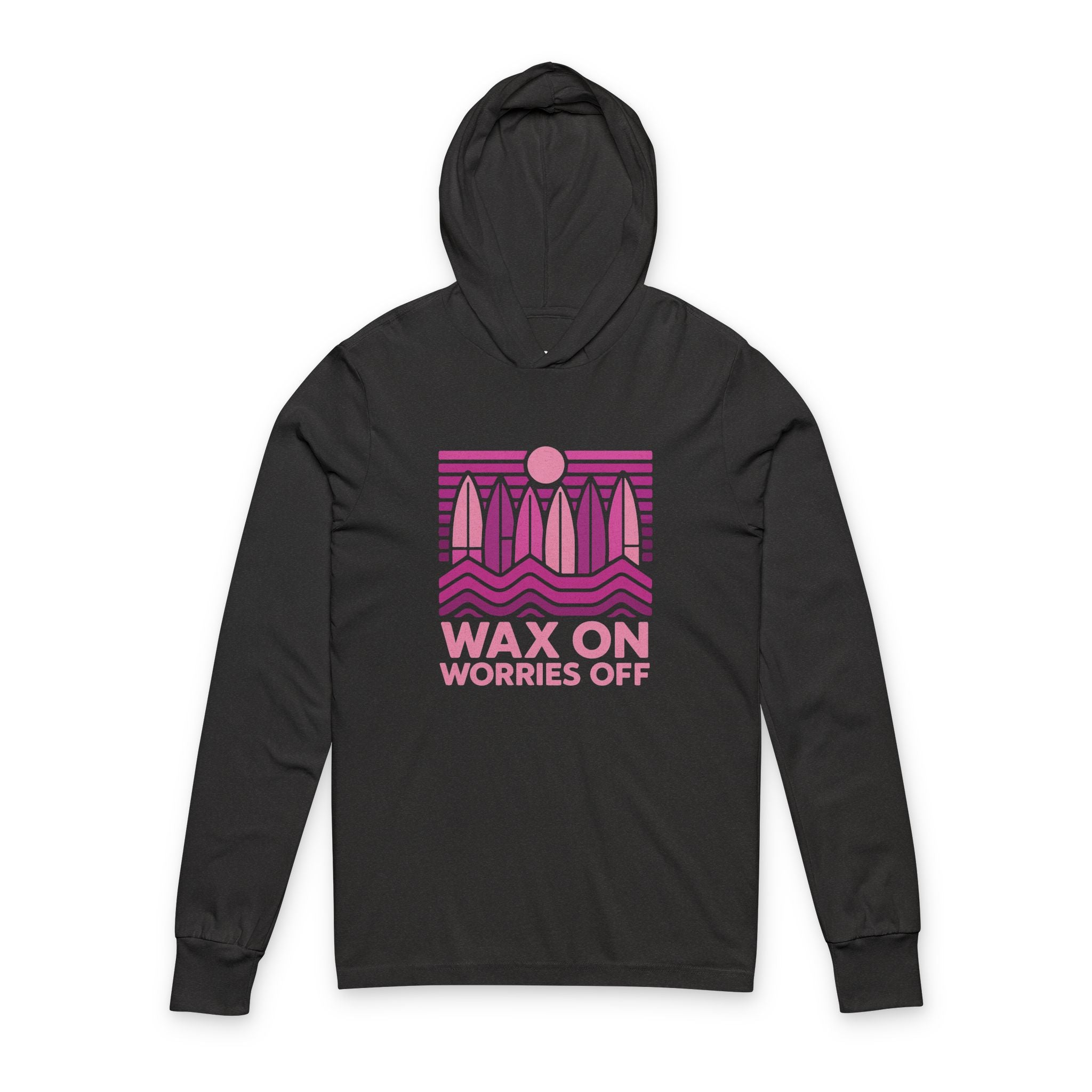 Boards Up 'Wax On' Long Sleeve Hooded Tee - Hot Summer Pink