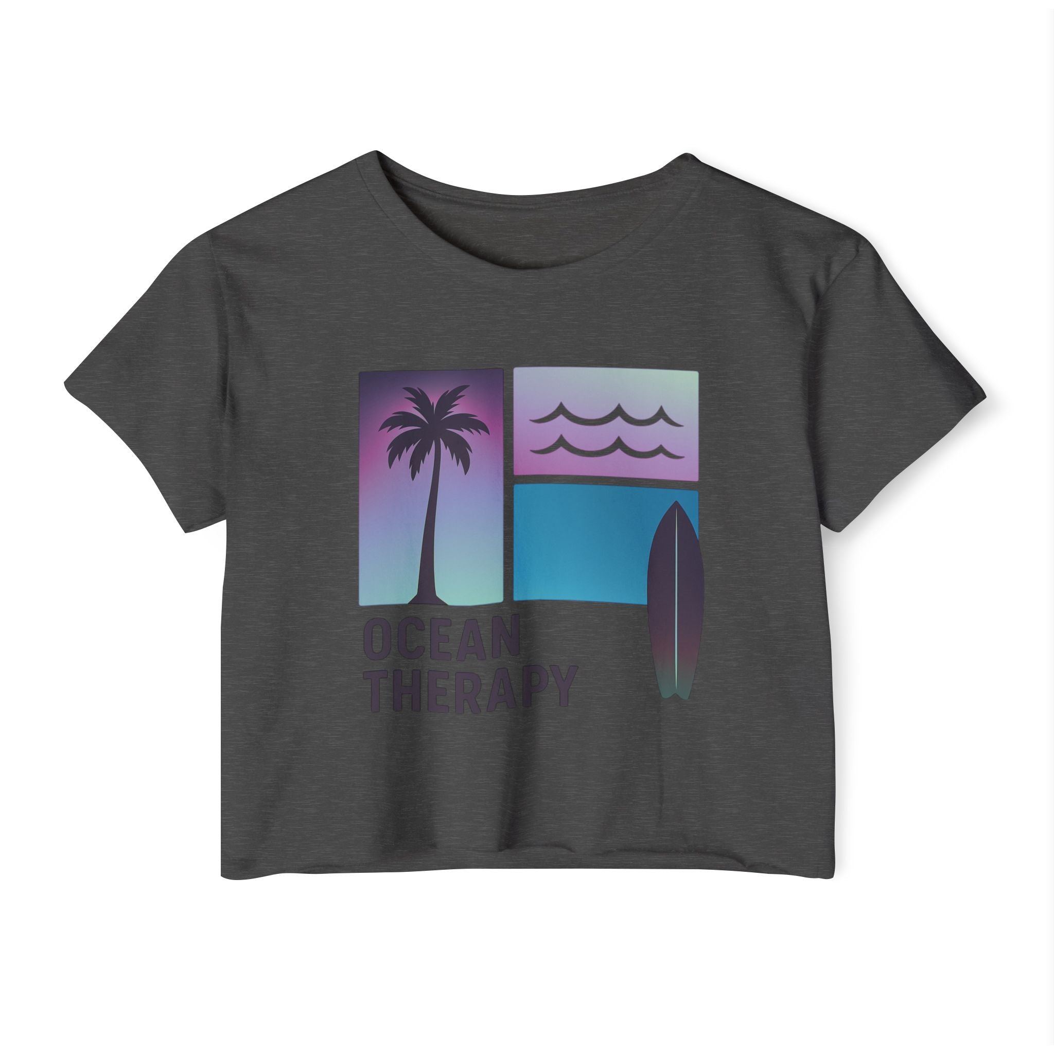 Ocean Therapy Festival Crop Top - Beach Block Purple