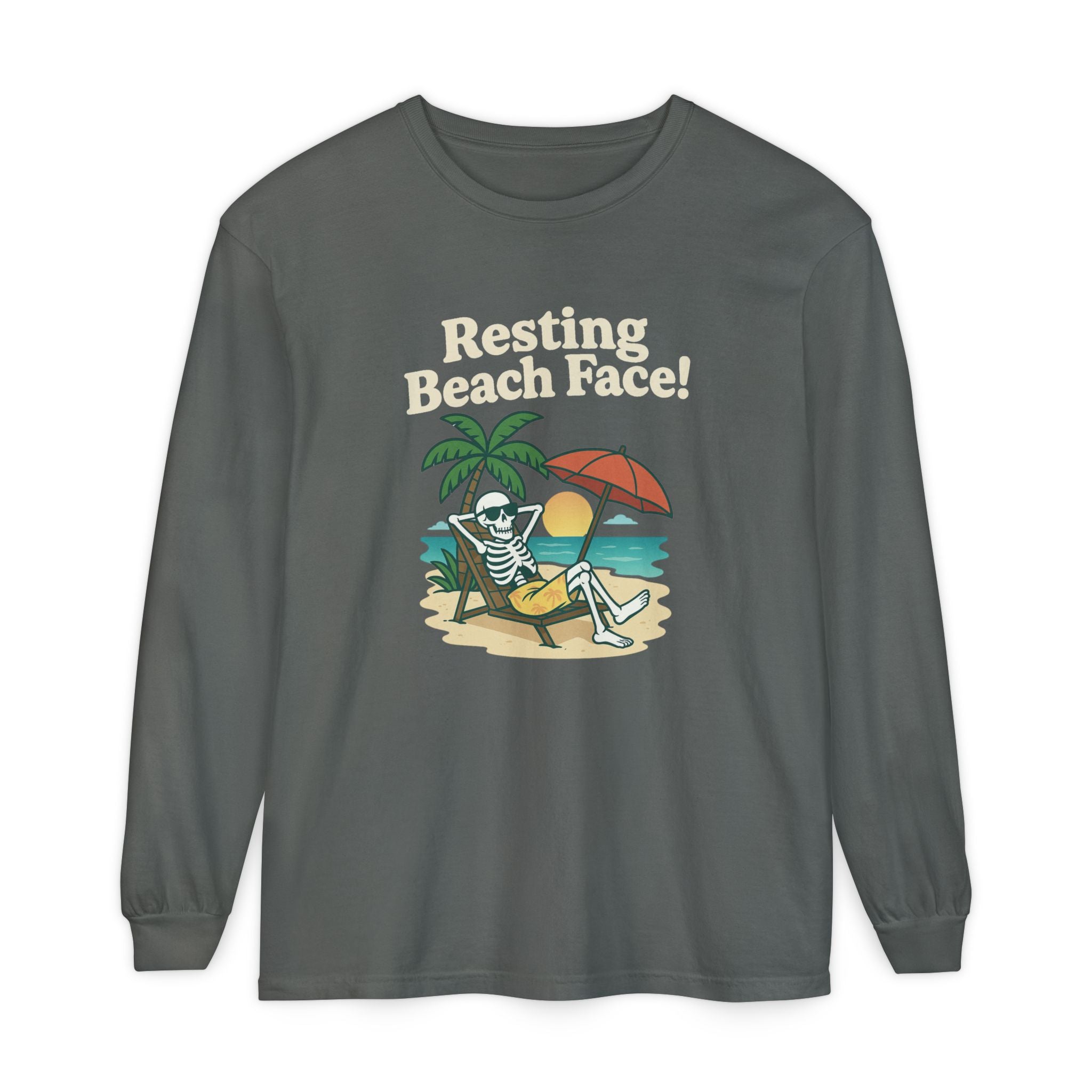 Skully 'Resting Beach Face' Long Sleeve Tee - Bold Front