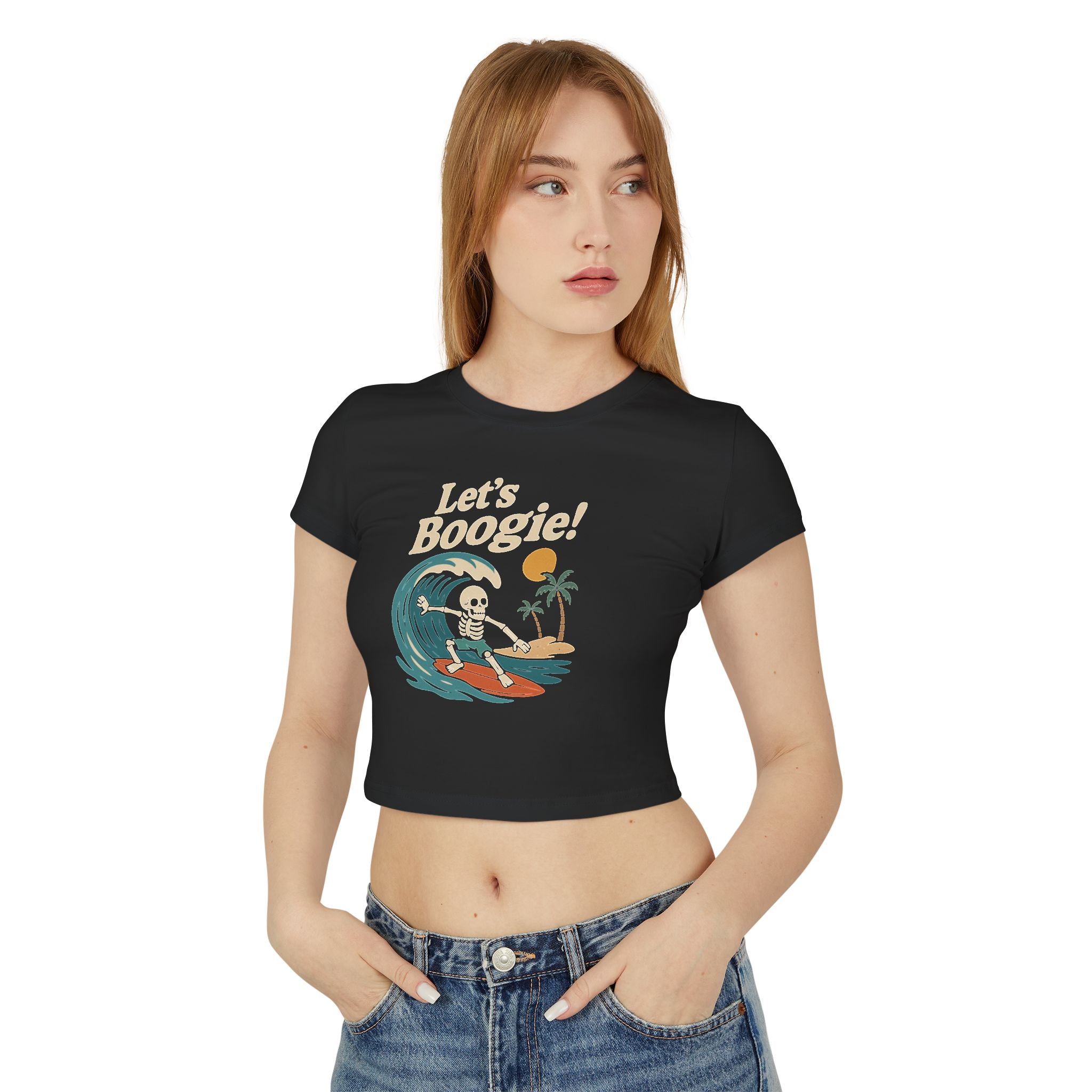 Skully 'Let's Boogie!' Cropped Fitted Tee
