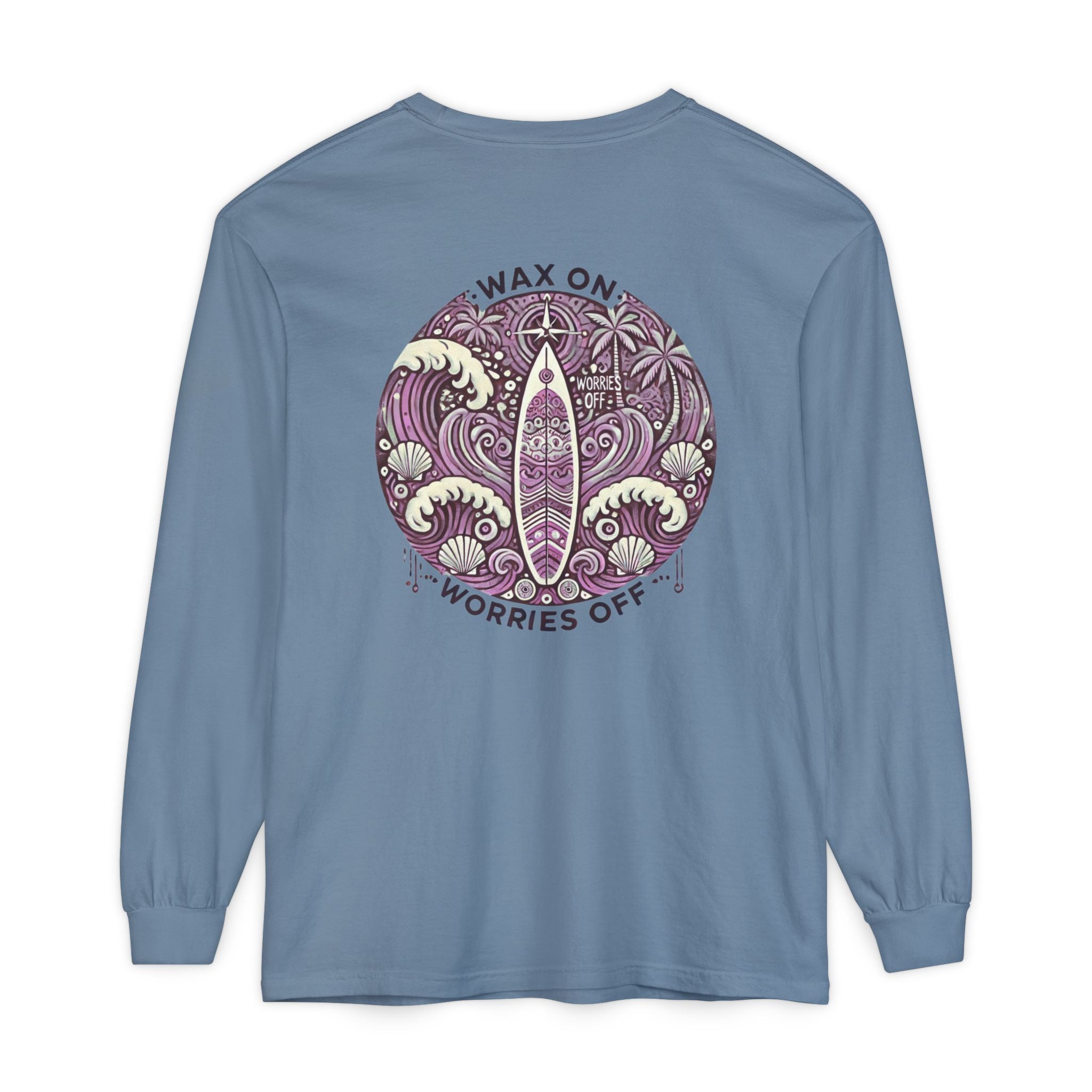 Vintage 'Wax On' Long Sleeve Tee - Lilac