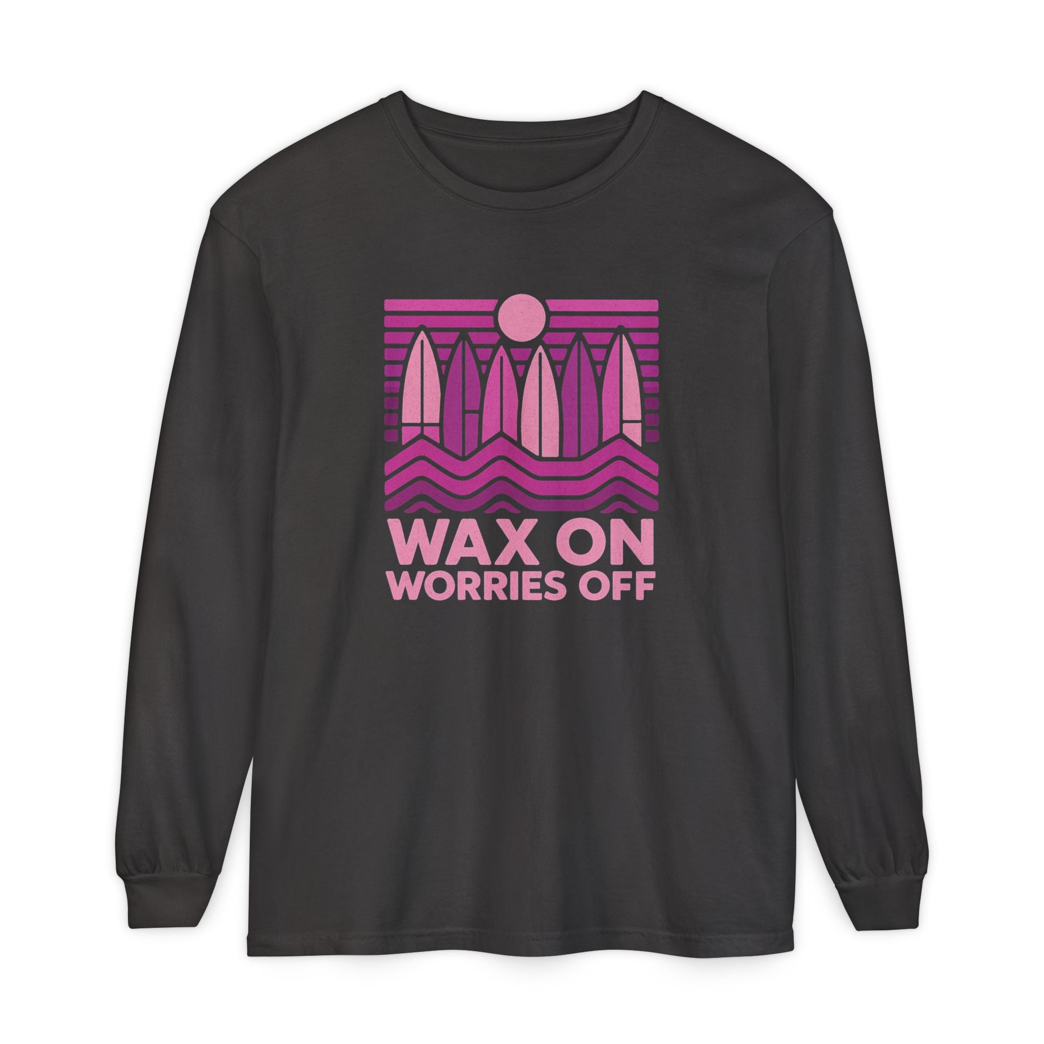 Boards Up 'Wax On' Long Sleeve Tee - Hot Summer Pink