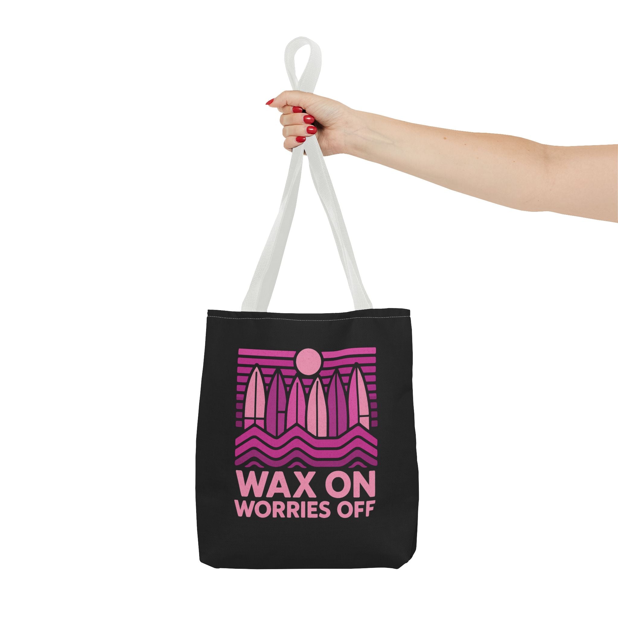 Boards Up 'Wax On' Everyday Canvas Tote Bag - 13x13 in Hot Summer Pink