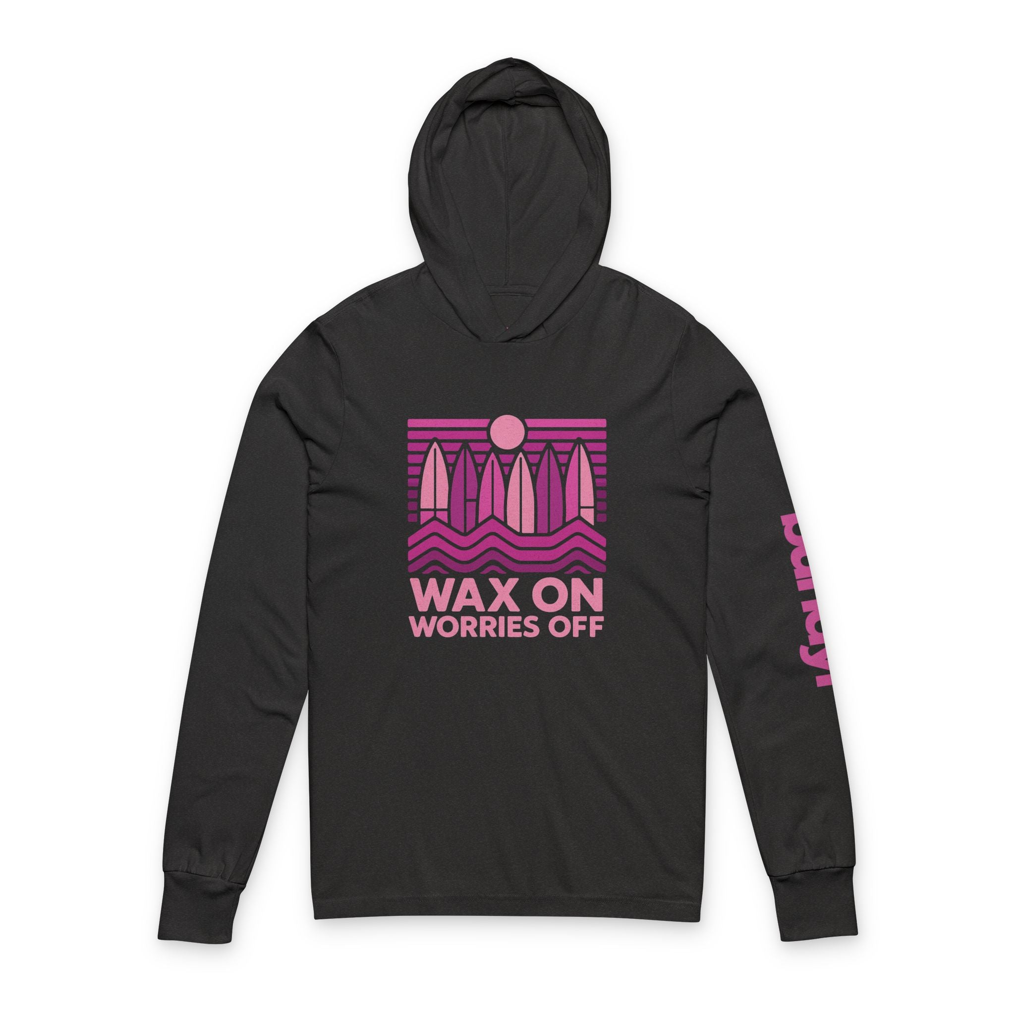 Boards Up 'Wax On' Long Sleeve Hooded Tee - Hot Summer Pink