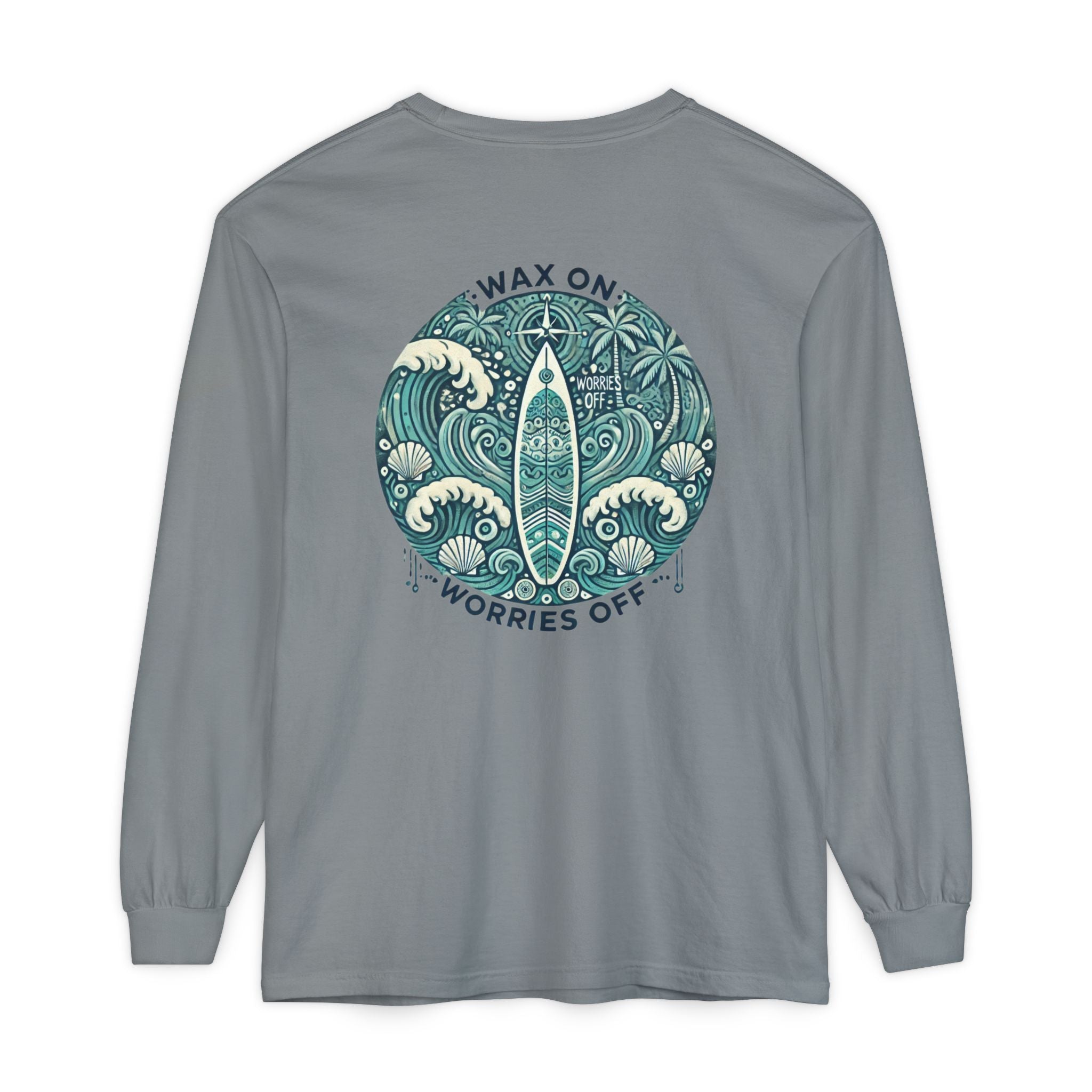 Vintage 'Wax On' Long Sleeve Tee - Shadow Green