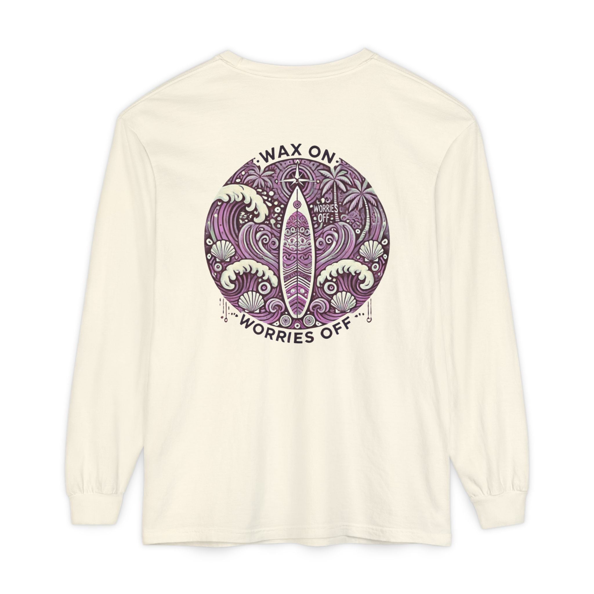 Vintage 'Wax On' Long Sleeve Tee - Lilac