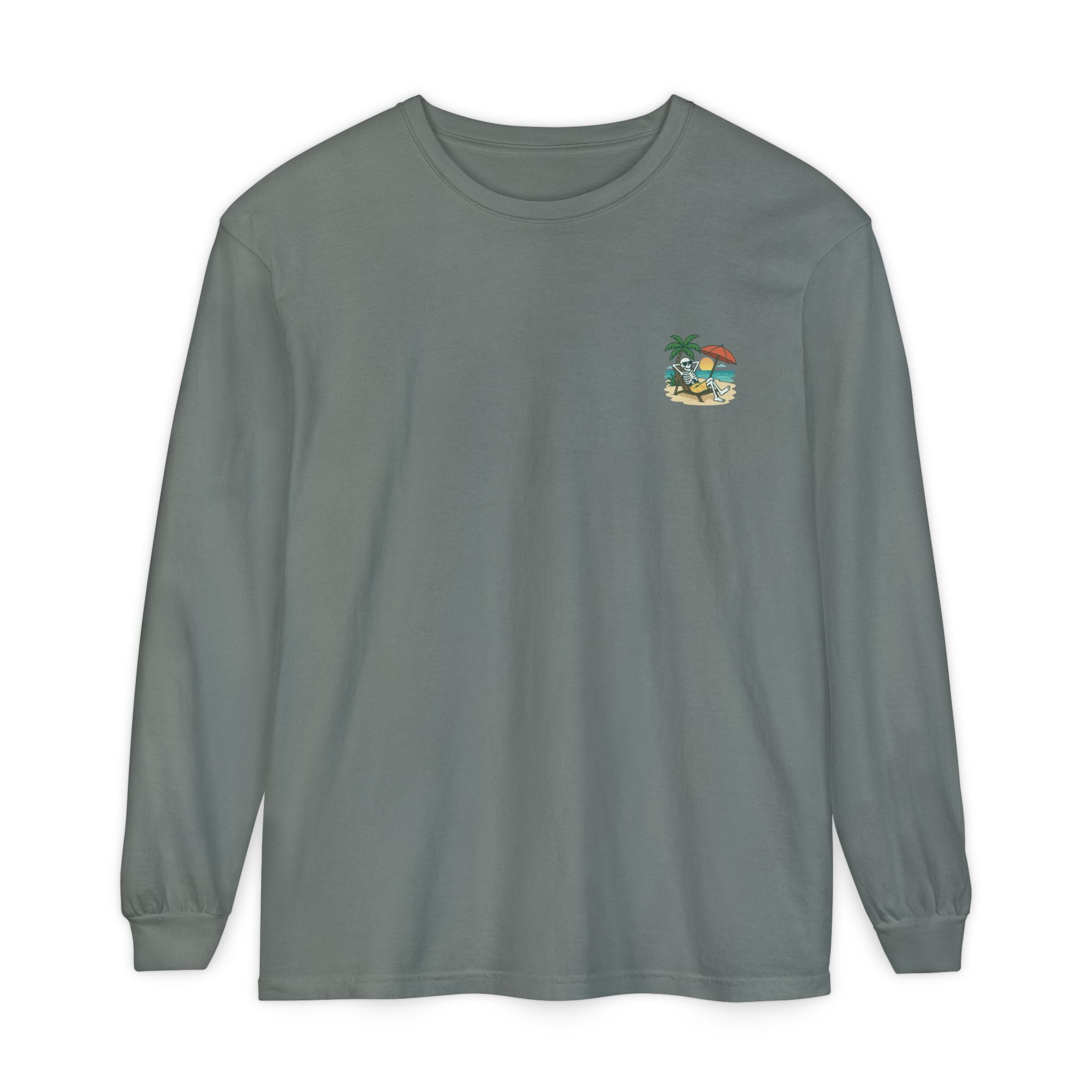 Skully 'Resting Beach Face' Long Sleeve Tee - Pocket Only