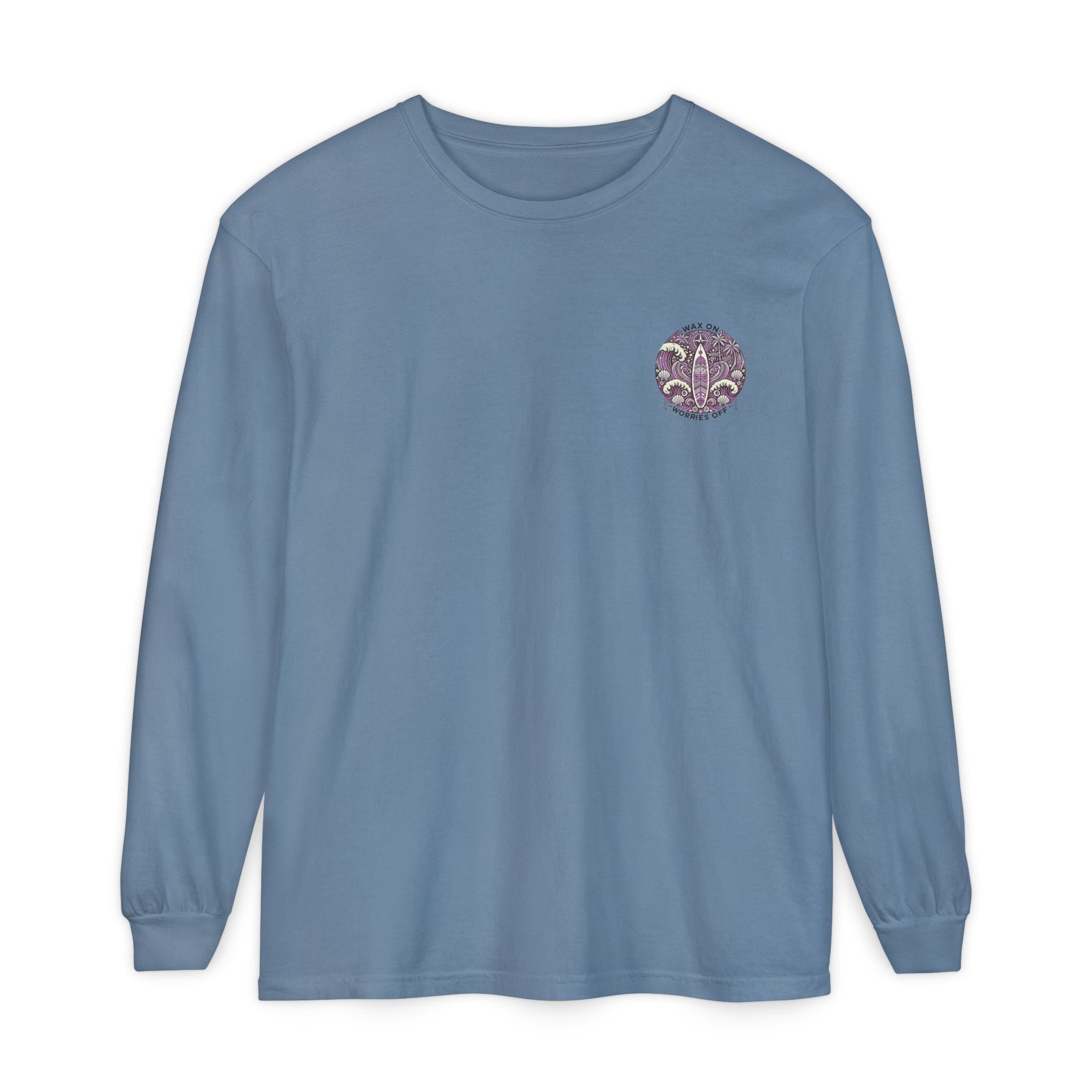 Vintage 'Wax On' Long Sleeve Tee - Lilac