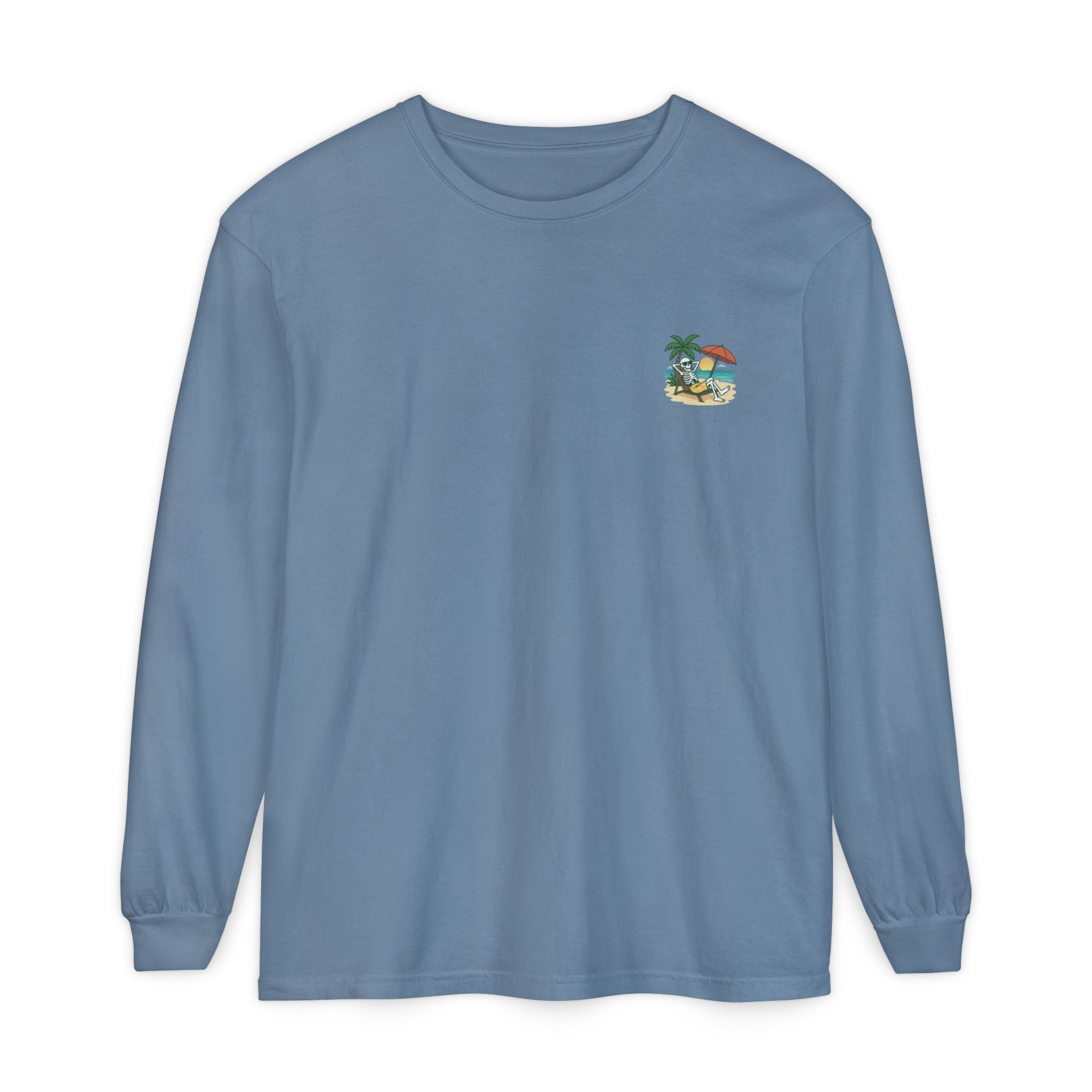 Skully 'Resting Beach Face' Long Sleeve Tee - Pocket Only