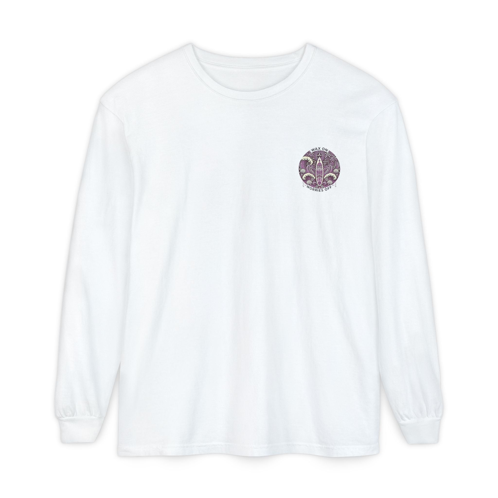 Vintage 'Wax On' Long Sleeve Tee - Lilac