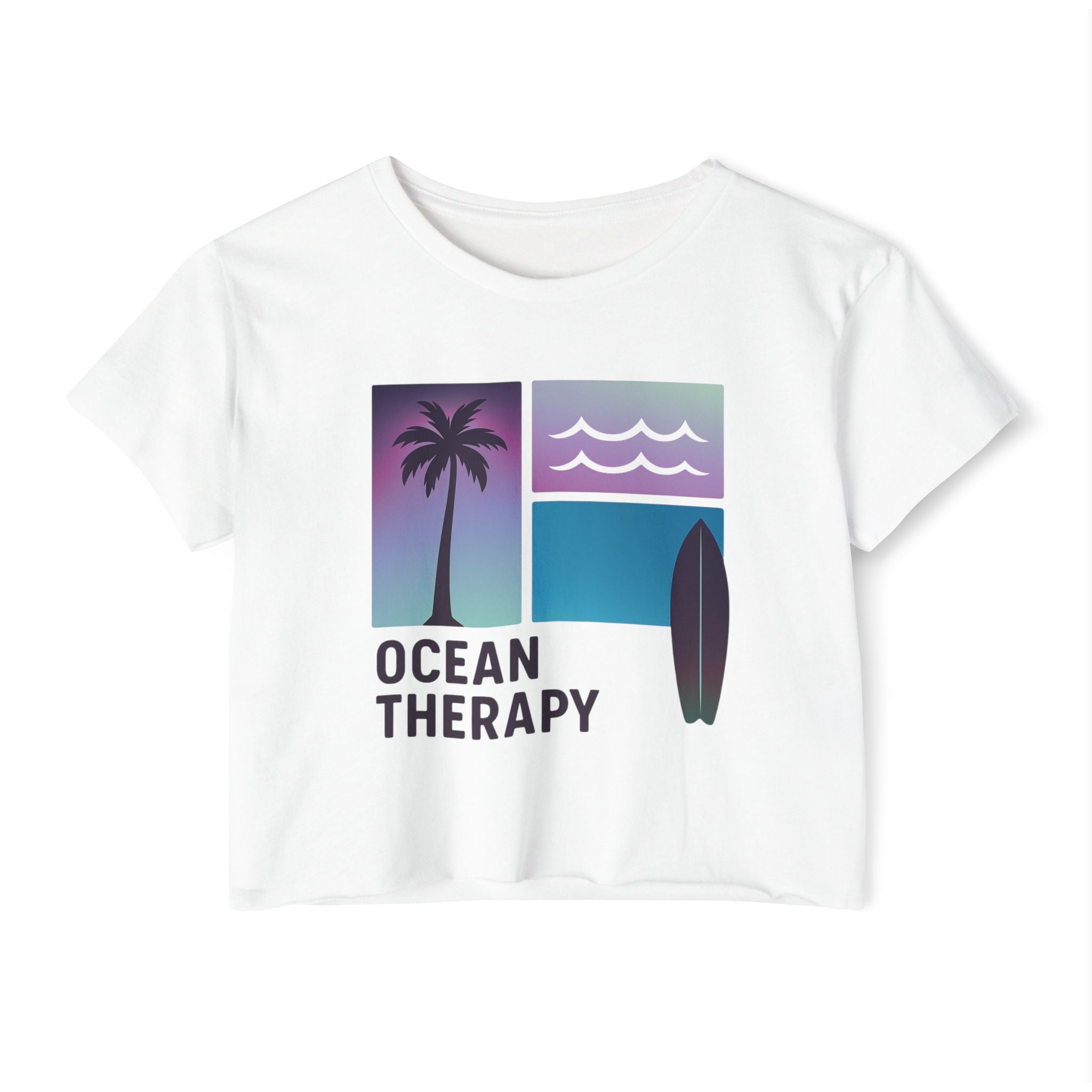 Ocean Therapy Festival Crop Top - Beach Block Purple