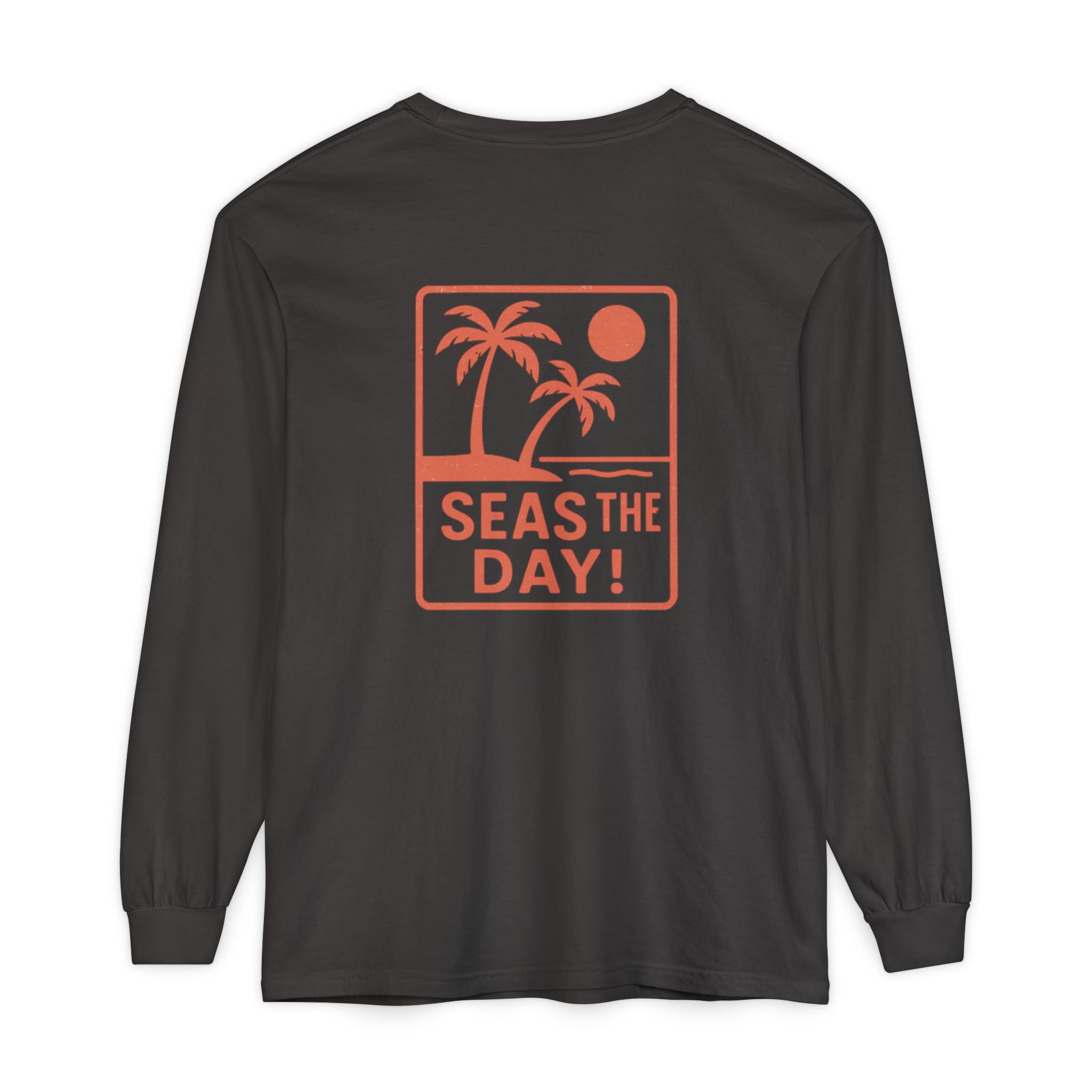 Tropic Beach 'Seas the Day' Long Sleeve Tee - Sunset Orange