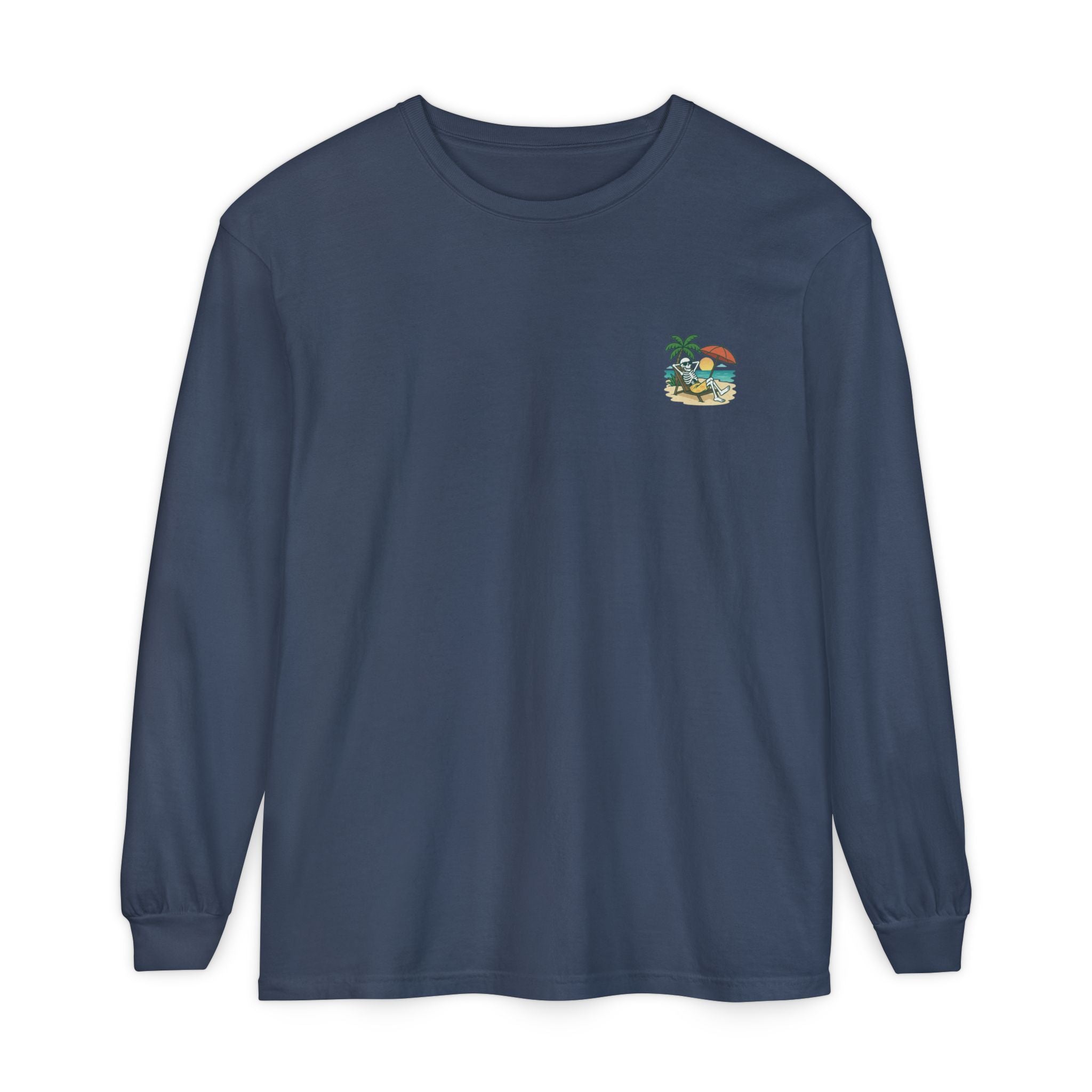 Skully 'Resting Beach Face' Long Sleeve Tee - Pocket Only