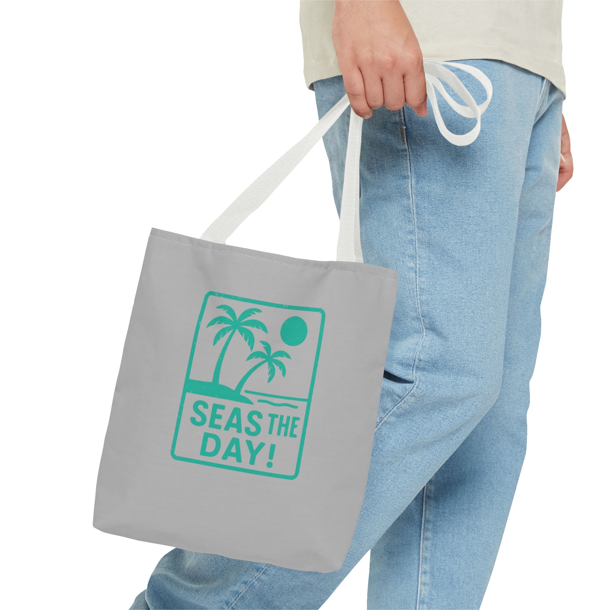 Tropic Beach 'Seas The Day' Everyday Canvas Tote Bag - 13x13