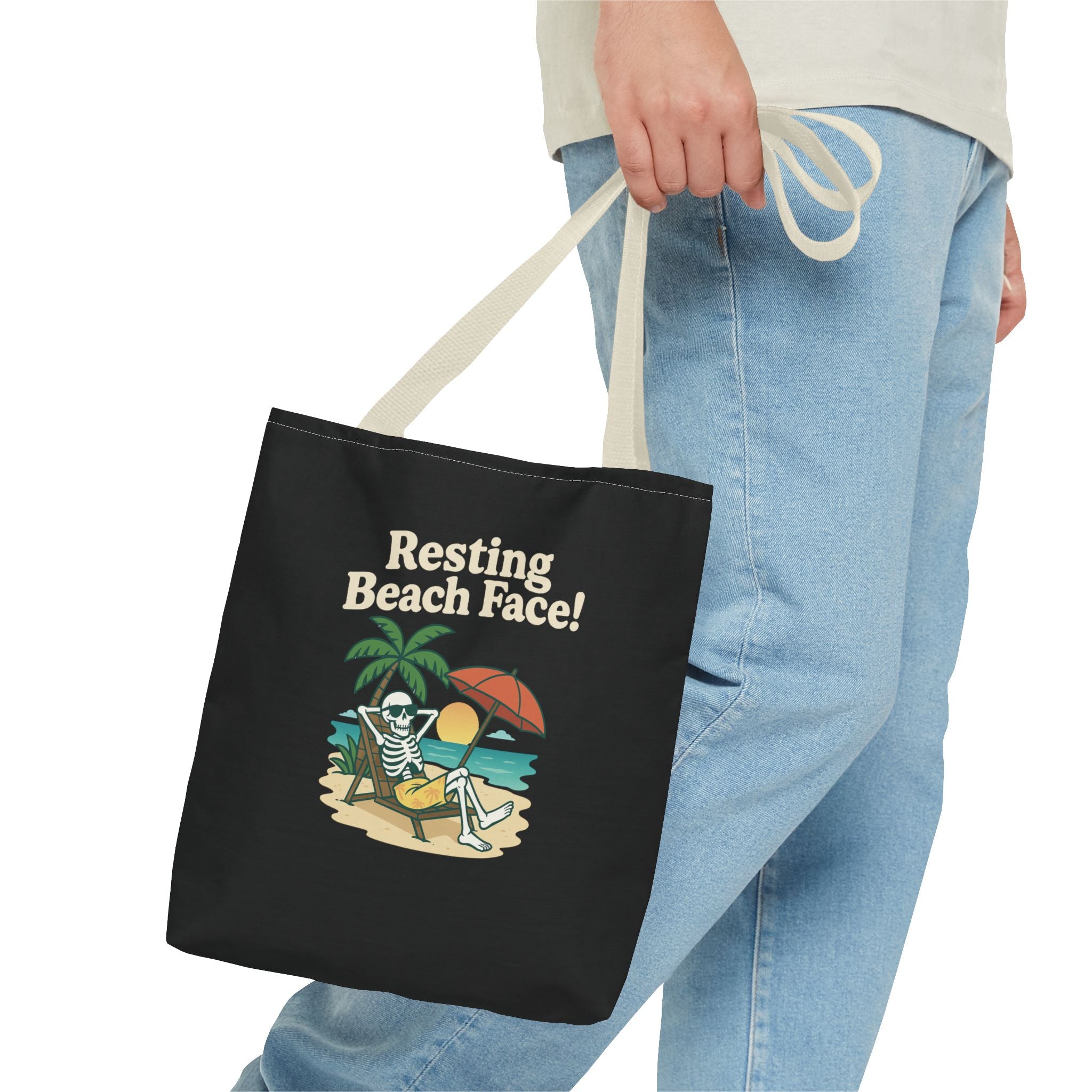 Skully 'Resting Beach Face' Everyday Canvas Tote Bag - 13x13