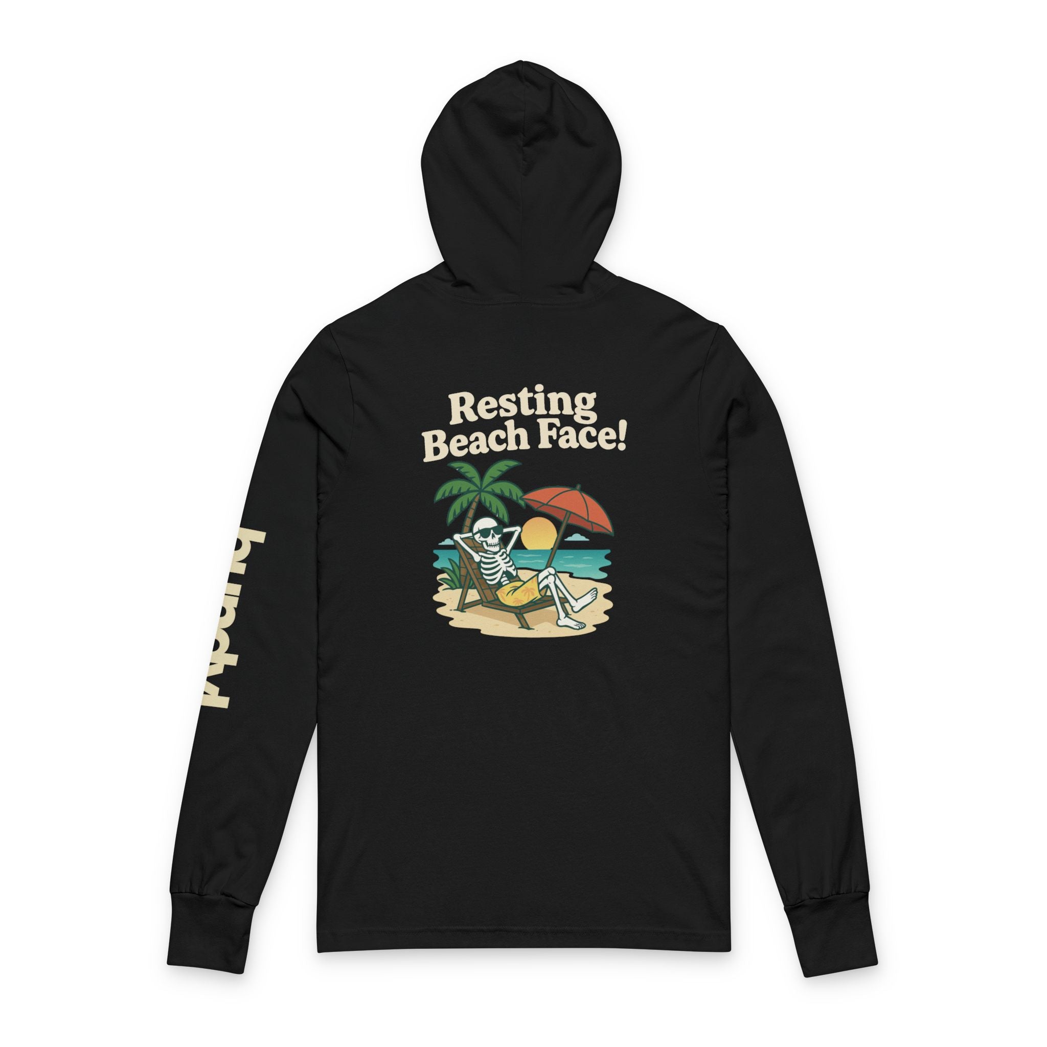 Skully 'Resting Beach Face' Long Sleeve Hooded Tee - Bold Back