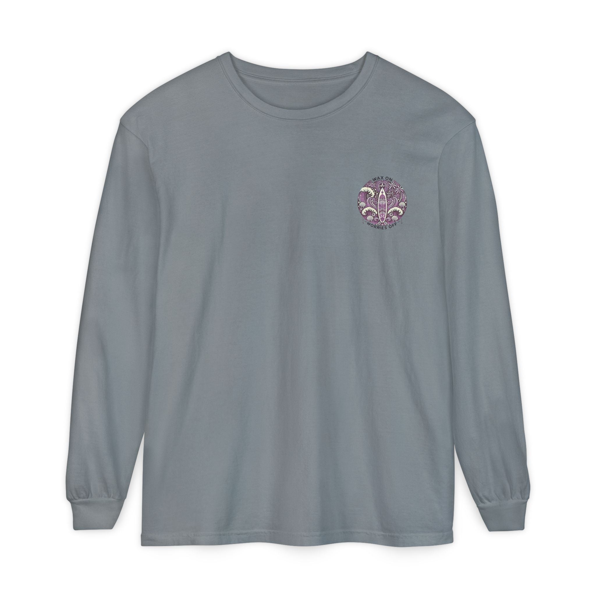 Vintage 'Wax On' Long Sleeve Tee - Lilac