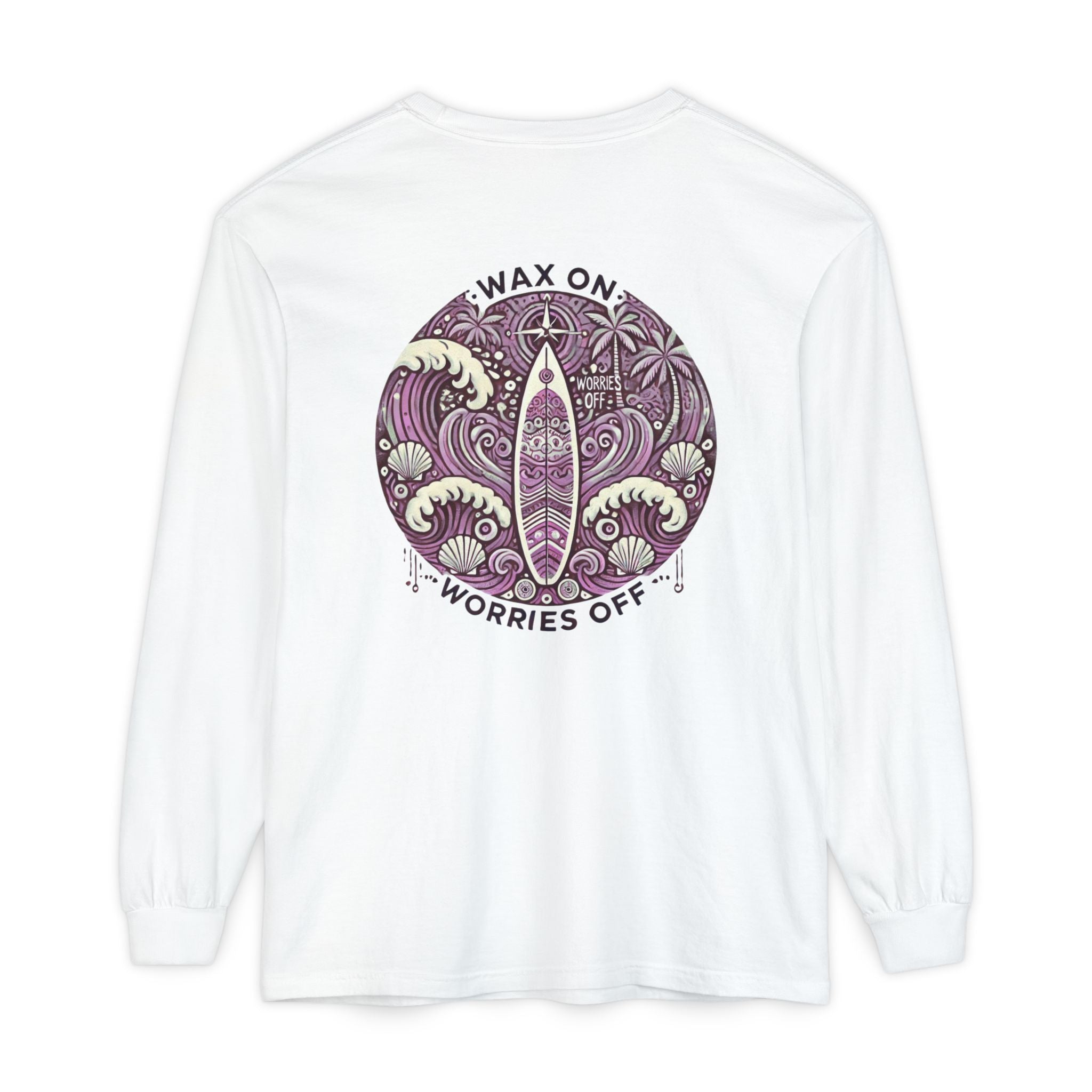 Vintage 'Wax On' Long Sleeve Tee - Lilac