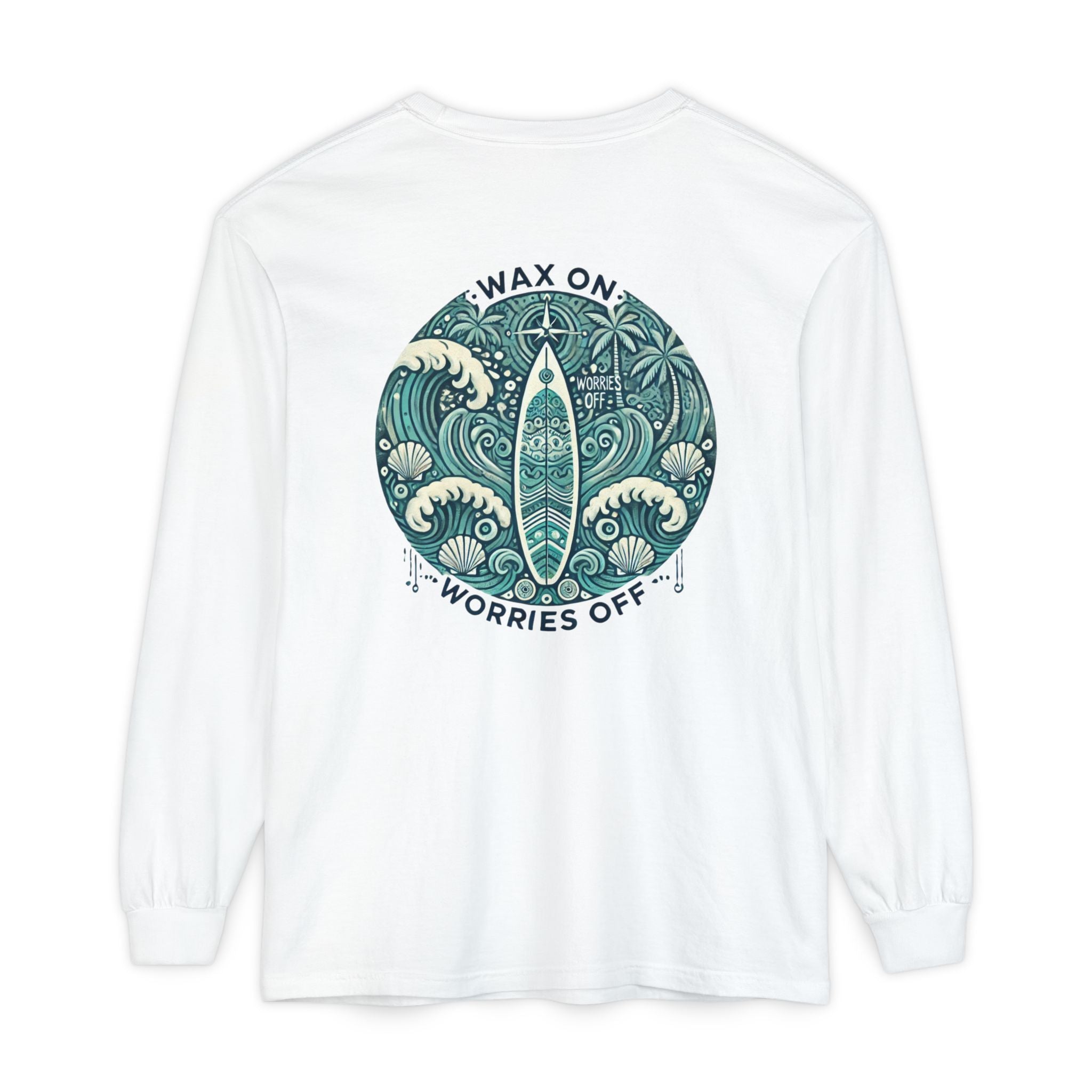Vintage 'Wax On' Long Sleeve Tee - Shadow Green