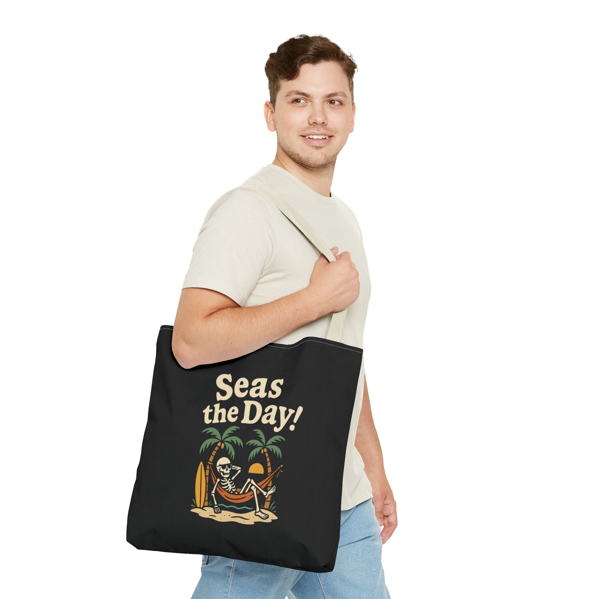 Skully 'Seas the Day' Beach Canvas Tote Bag - 18x18