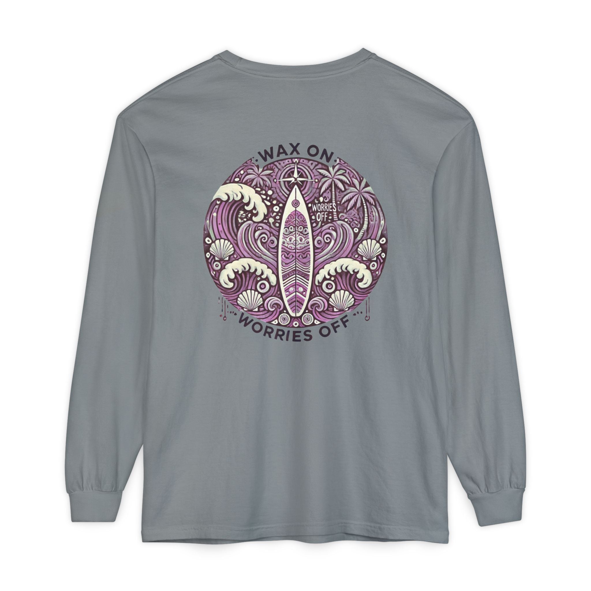 Vintage 'Wax On' Long Sleeve Tee - Lilac