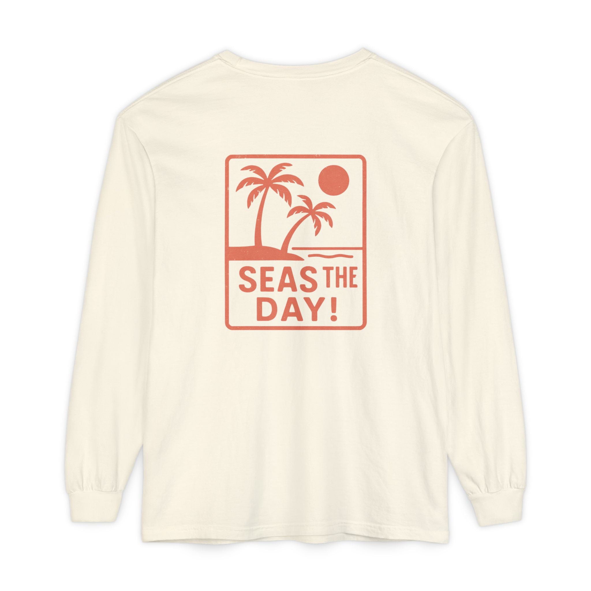 Tropic Beach 'Seas the Day' Long Sleeve Tee - Sunset Orange