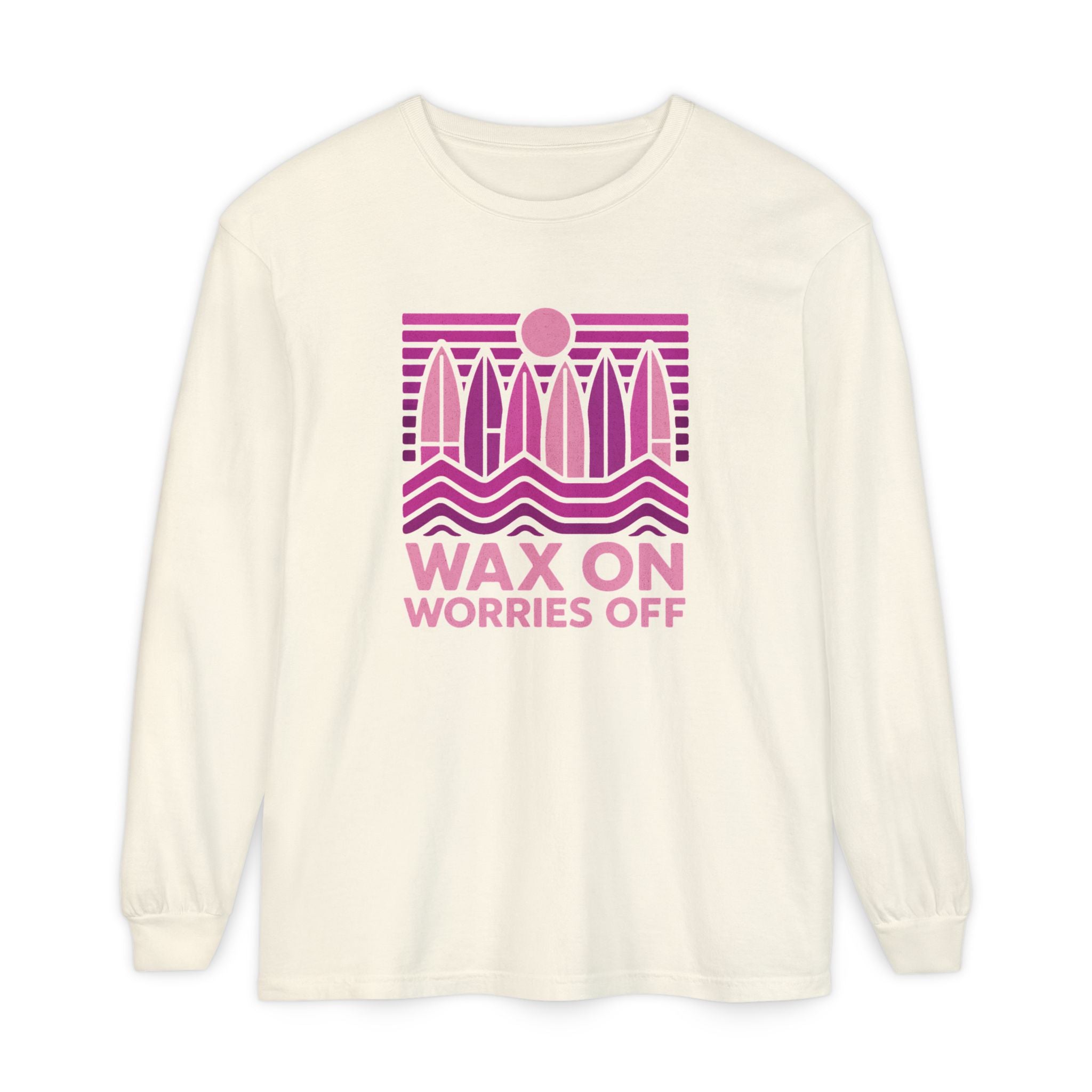 Boards Up 'Wax On' Long Sleeve Tee - Hot Summer Pink