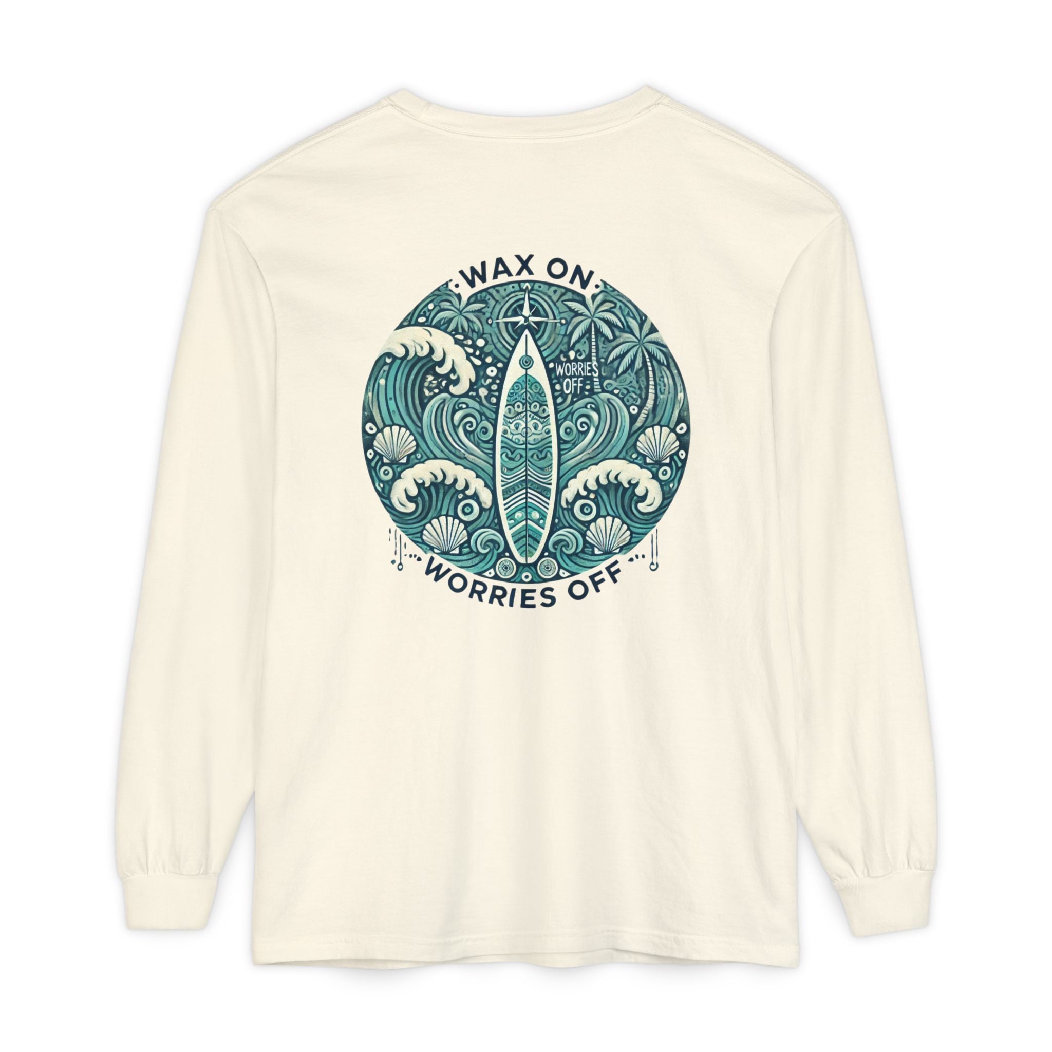 Vintage 'Wax On' Long Sleeve Tee - Shadow Green