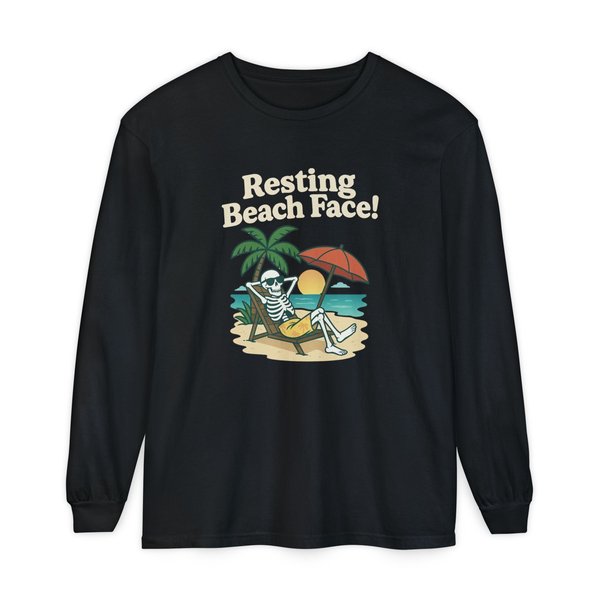 Skully 'Resting Beach Face' Long Sleeve Tee - Bold Front