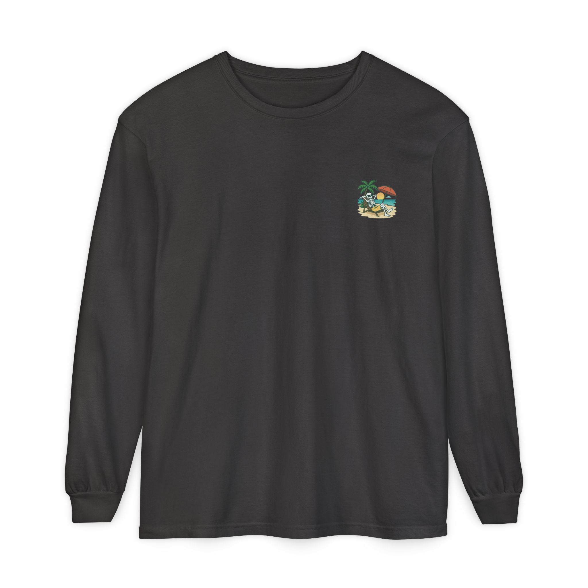 Skully 'Resting Beach Face' Long Sleeve Tee - Pocket Only