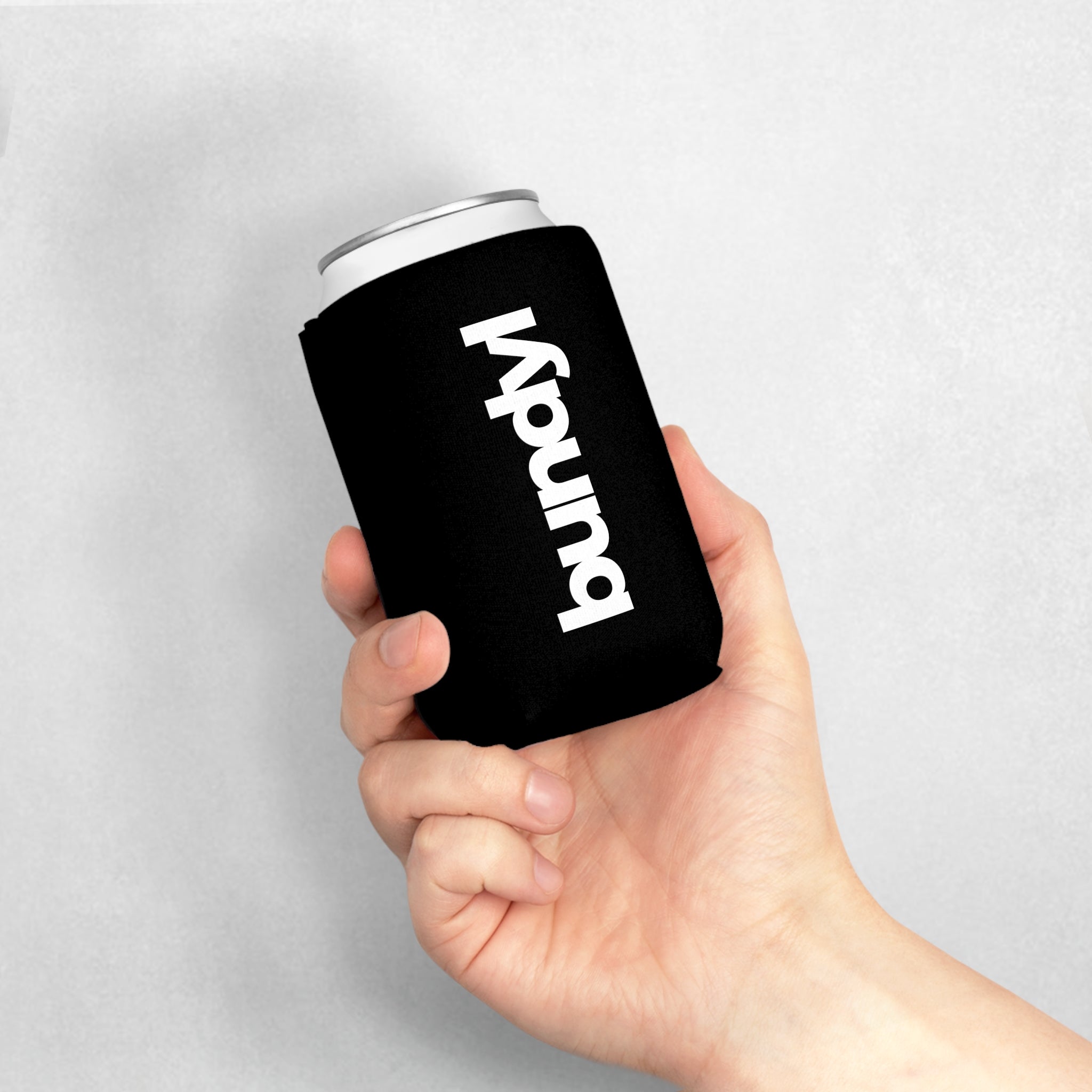 bundyl Logo Can Cooler - White On Black