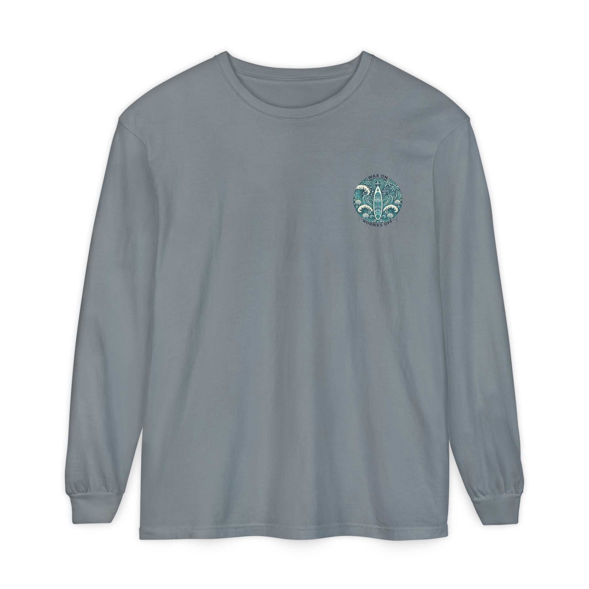 Vintage 'Wax On' Long Sleeve Tee - Shadow Green