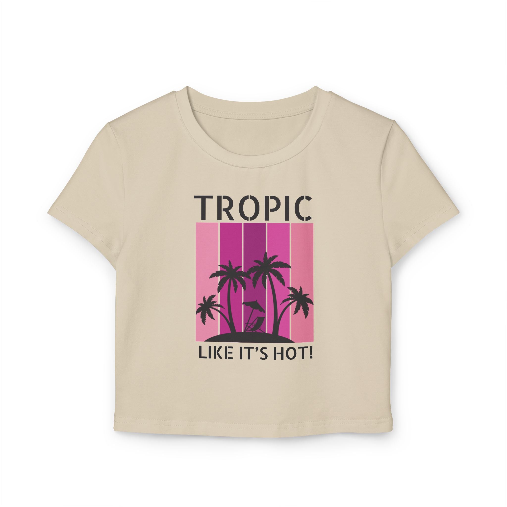 Tropic Panels Cropped Fitted Tee - Hot Summer Pink