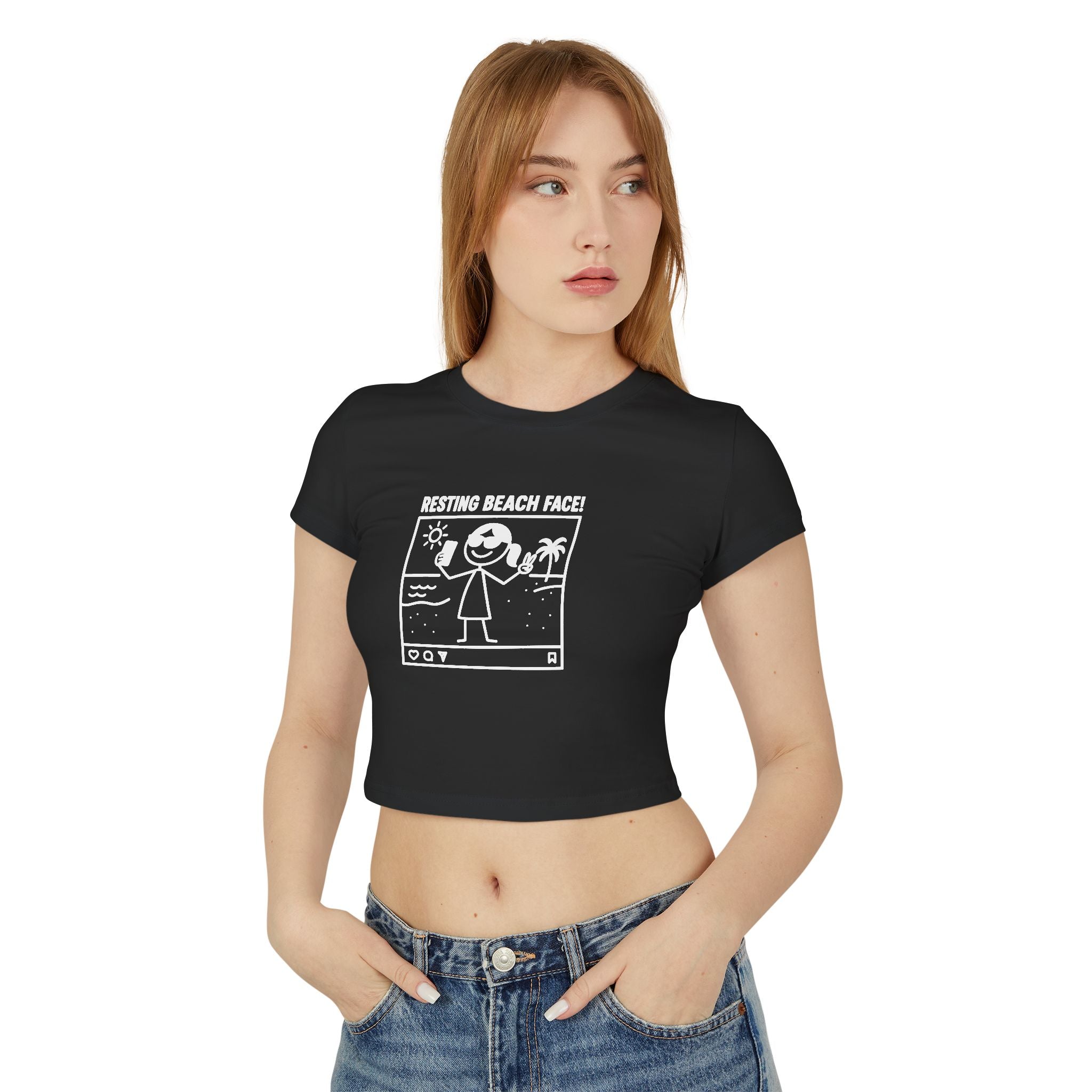 Resting Beach Face! Cropped Fitted Tee - Selfie Girl