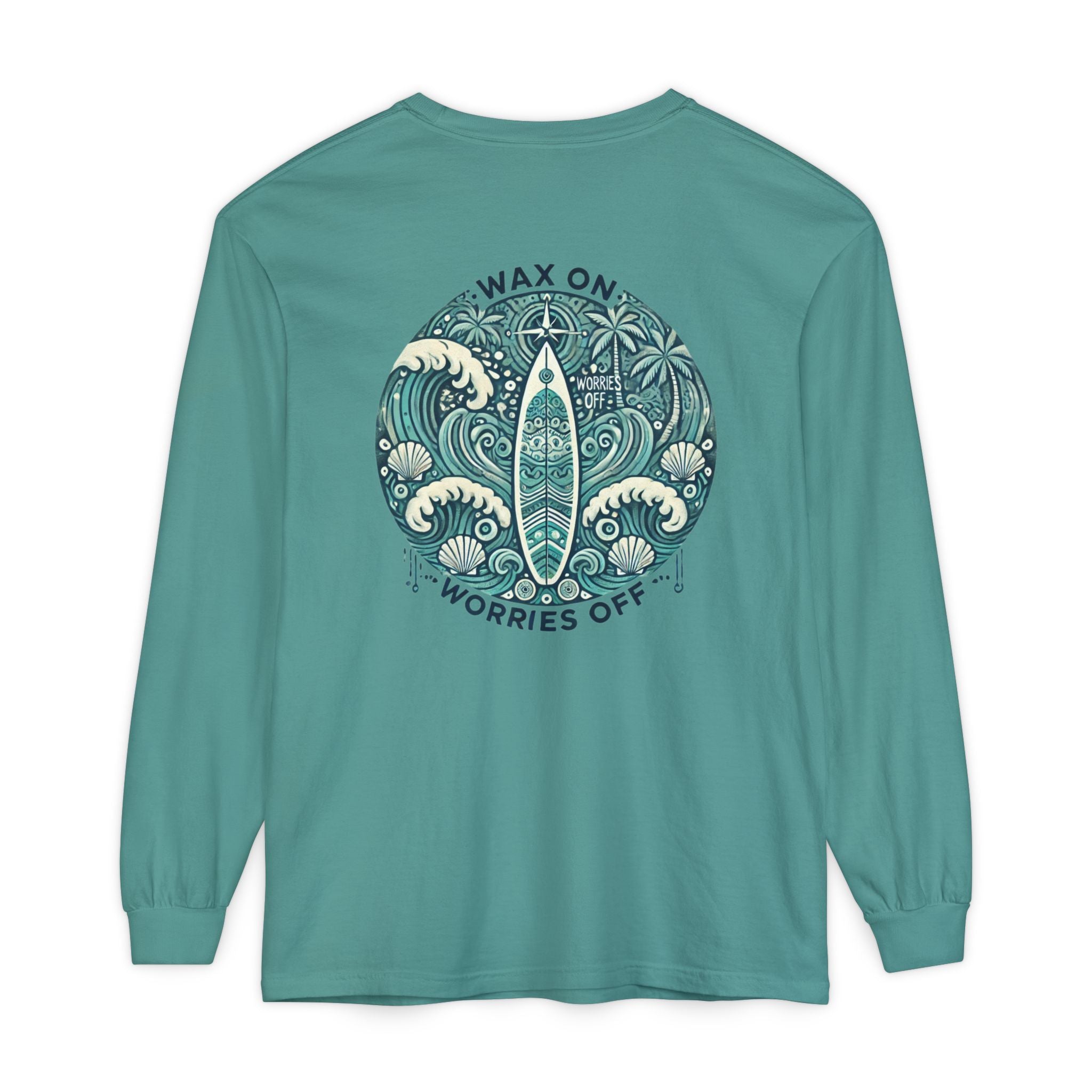 Vintage 'Wax On' Long Sleeve Tee - Shadow Green