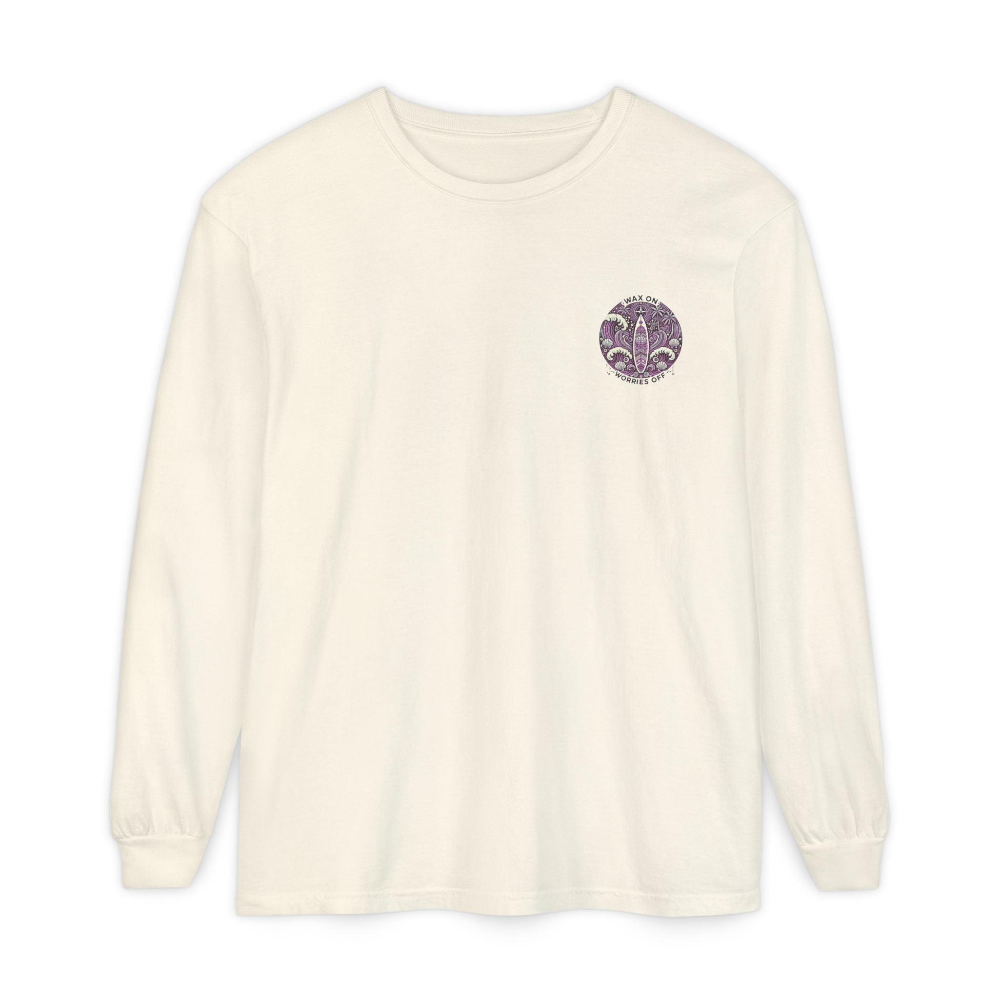 Vintage 'Wax On' Long Sleeve Tee - Lilac