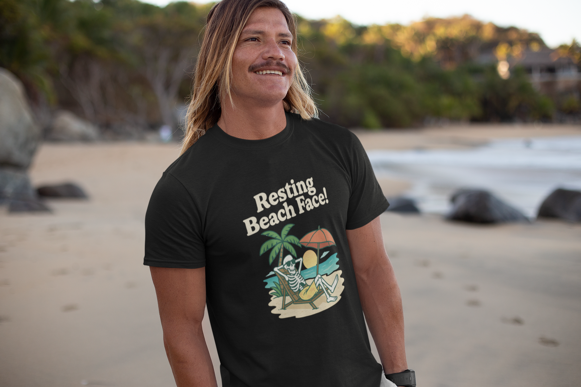 Skully 'Resting Beach Face' Fitted Tee