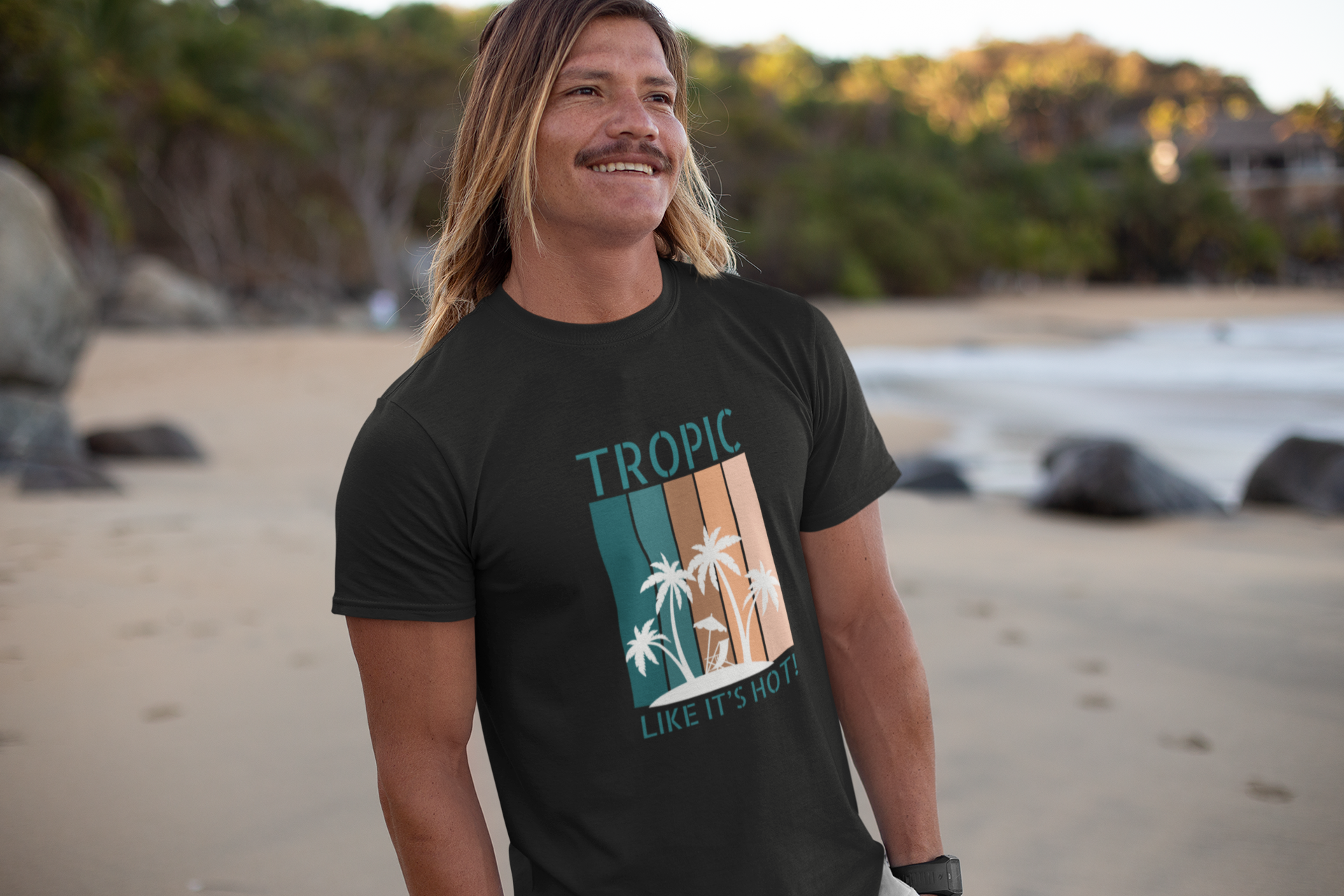 Tropic Panels Fitted Tee - Peaches & Cream