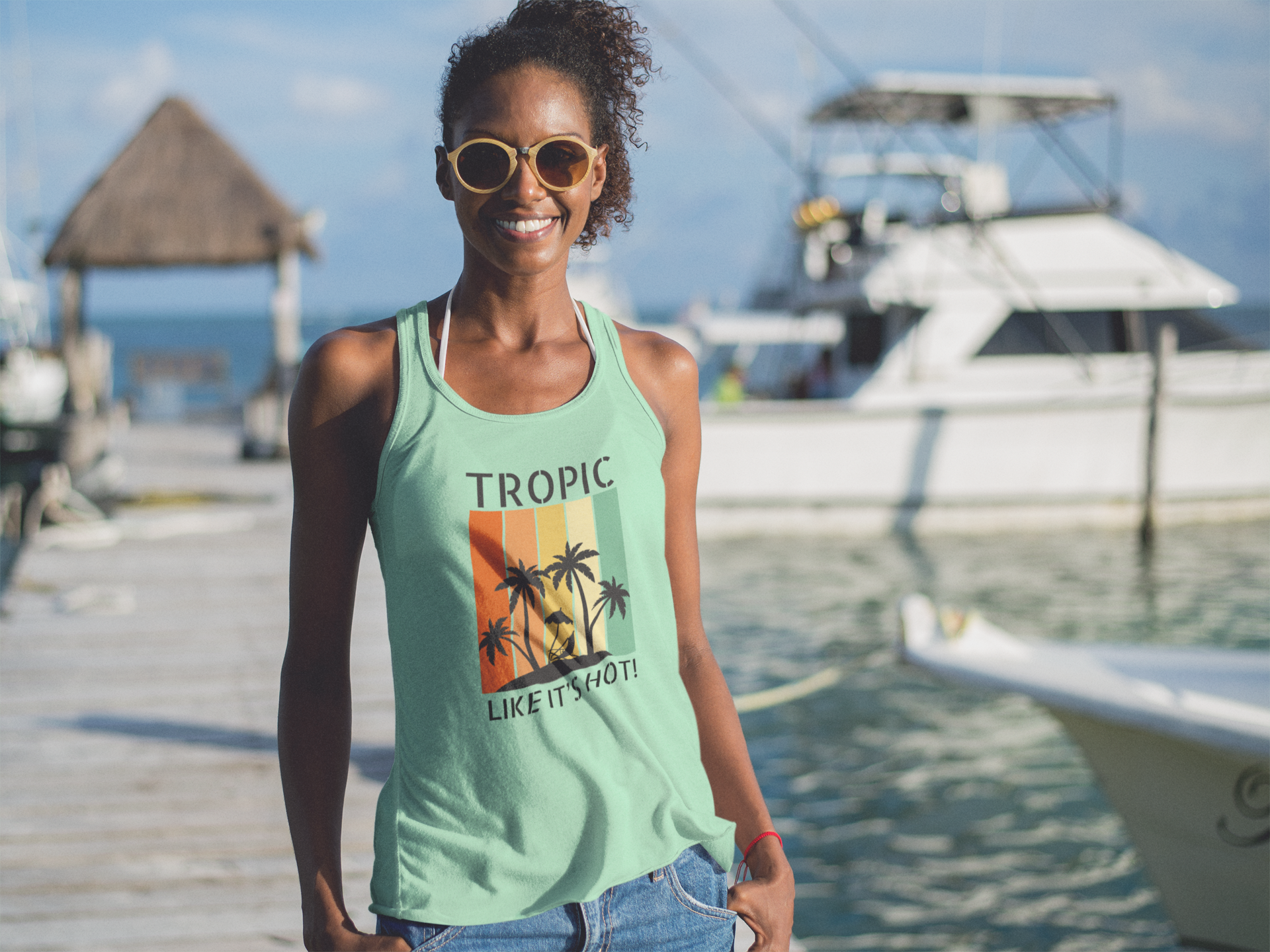 Tropic Panels Racerback Tank - Rainbow Sunset